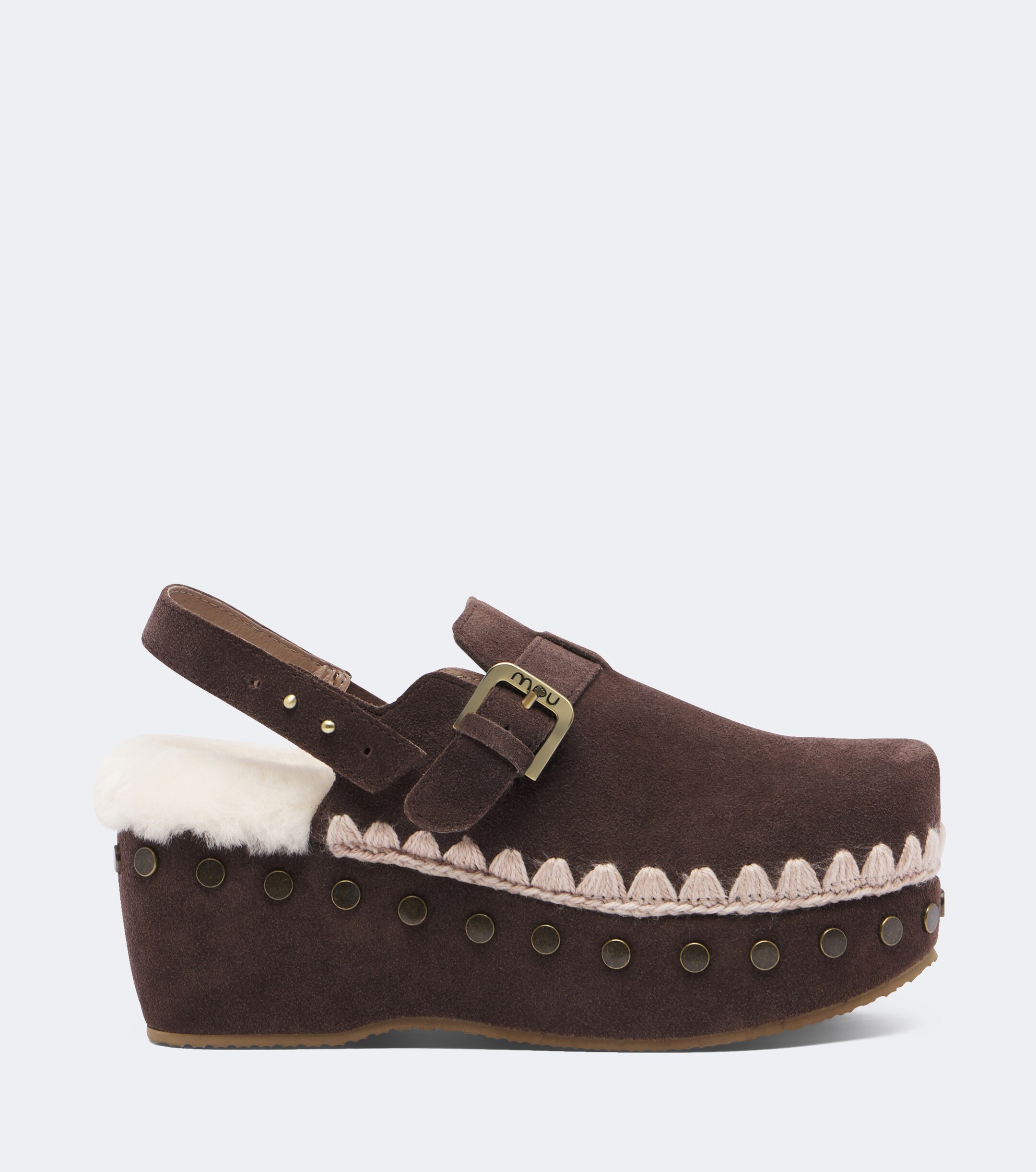 MOU Mou Shearling-lined suede clogs