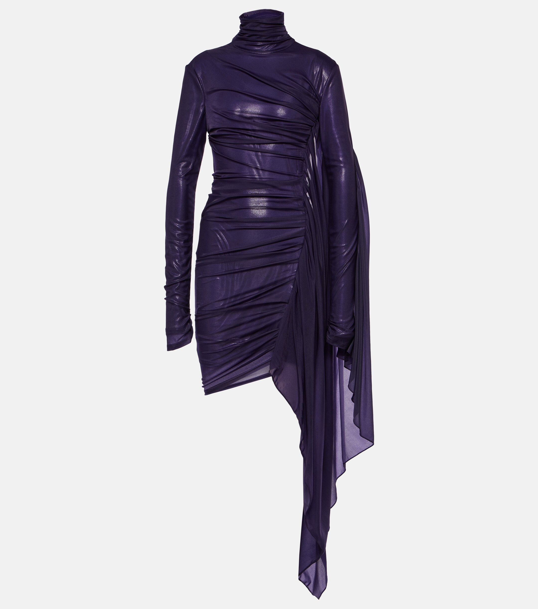 Mugler Asymmetric draped chiffon minidress thumbnail