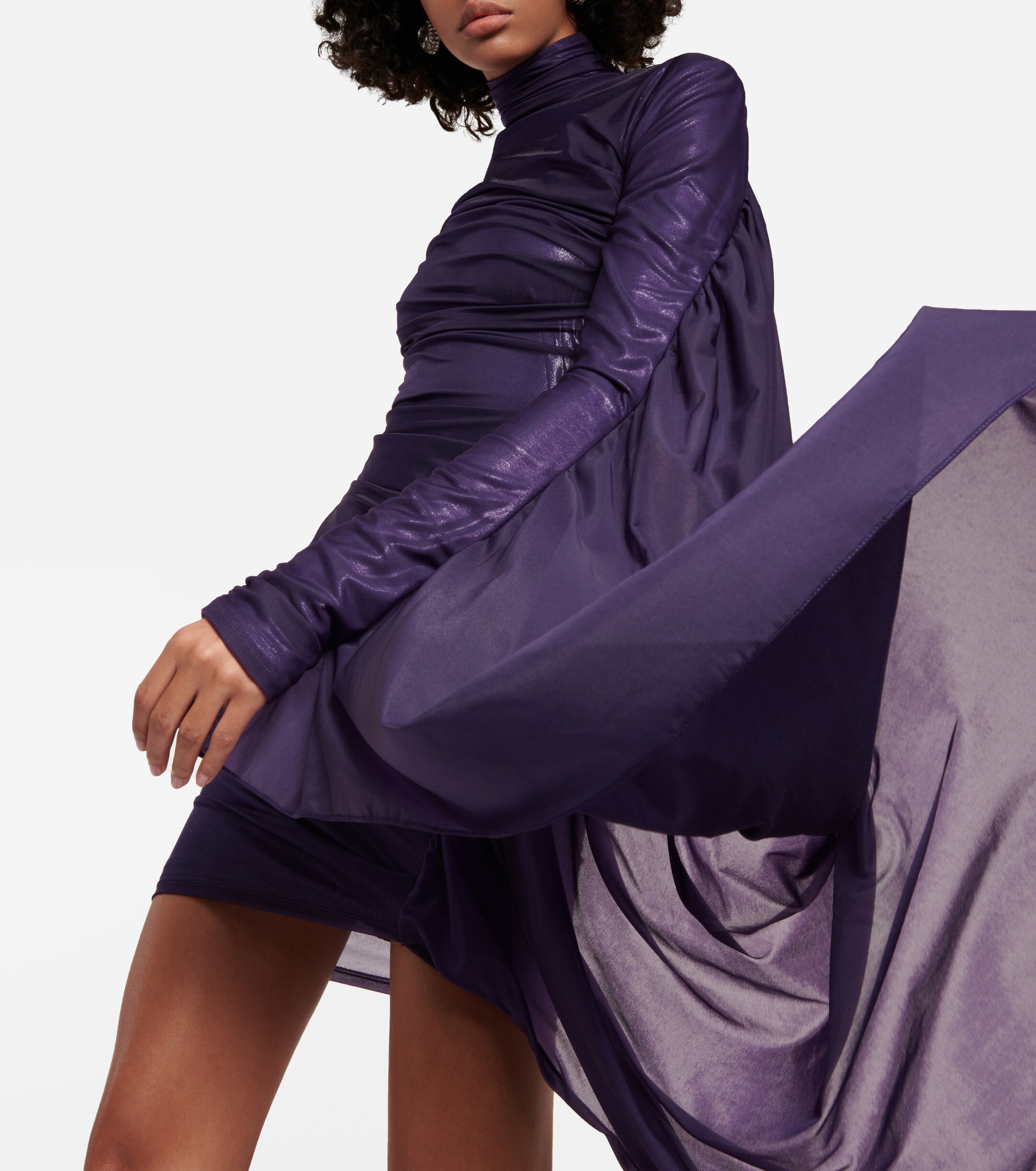Mugler Asymmetric draped chiffon minidress thumbnail