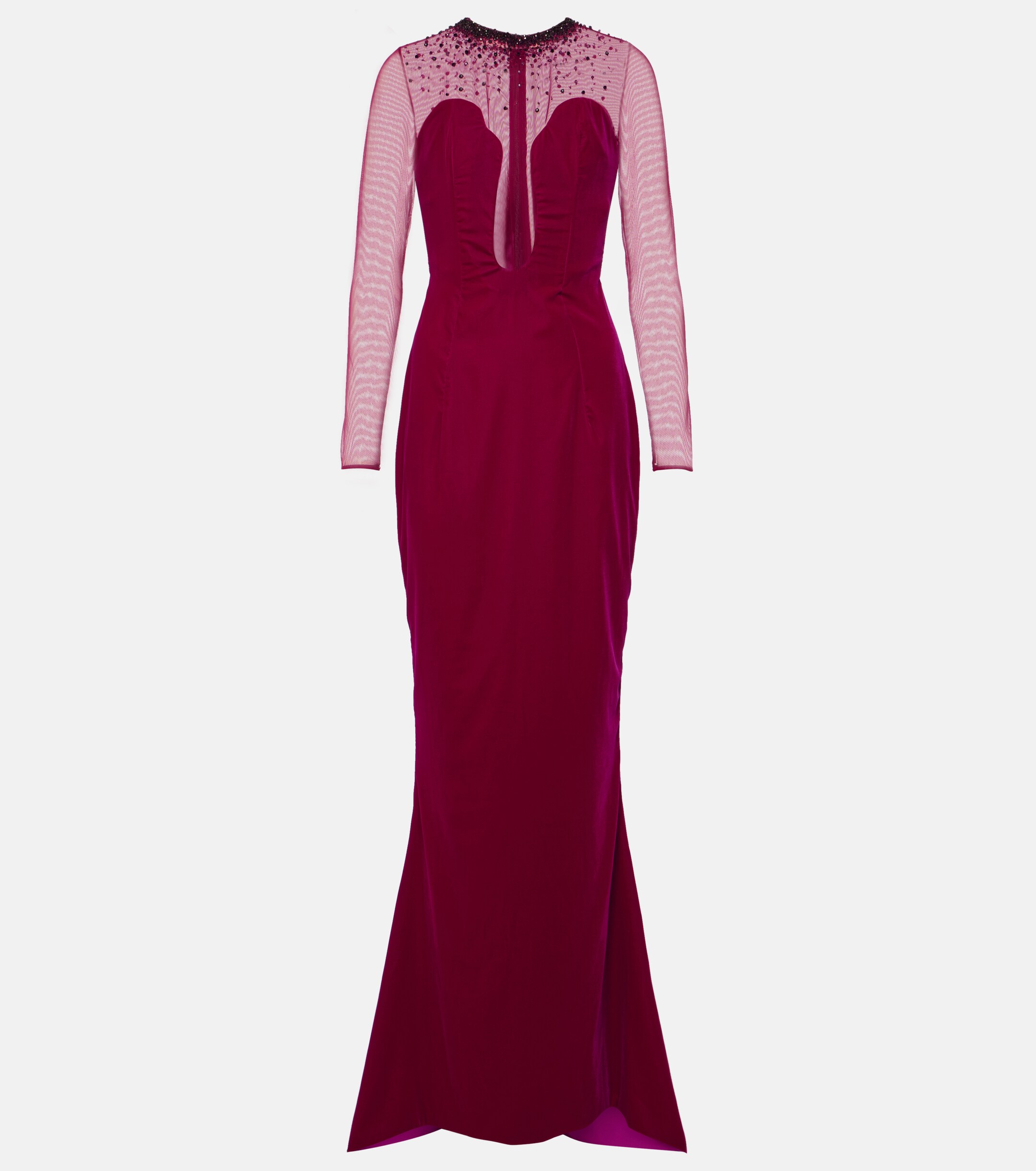 Miss Sohee Embellished cotton-blend velvet gown thumbnail