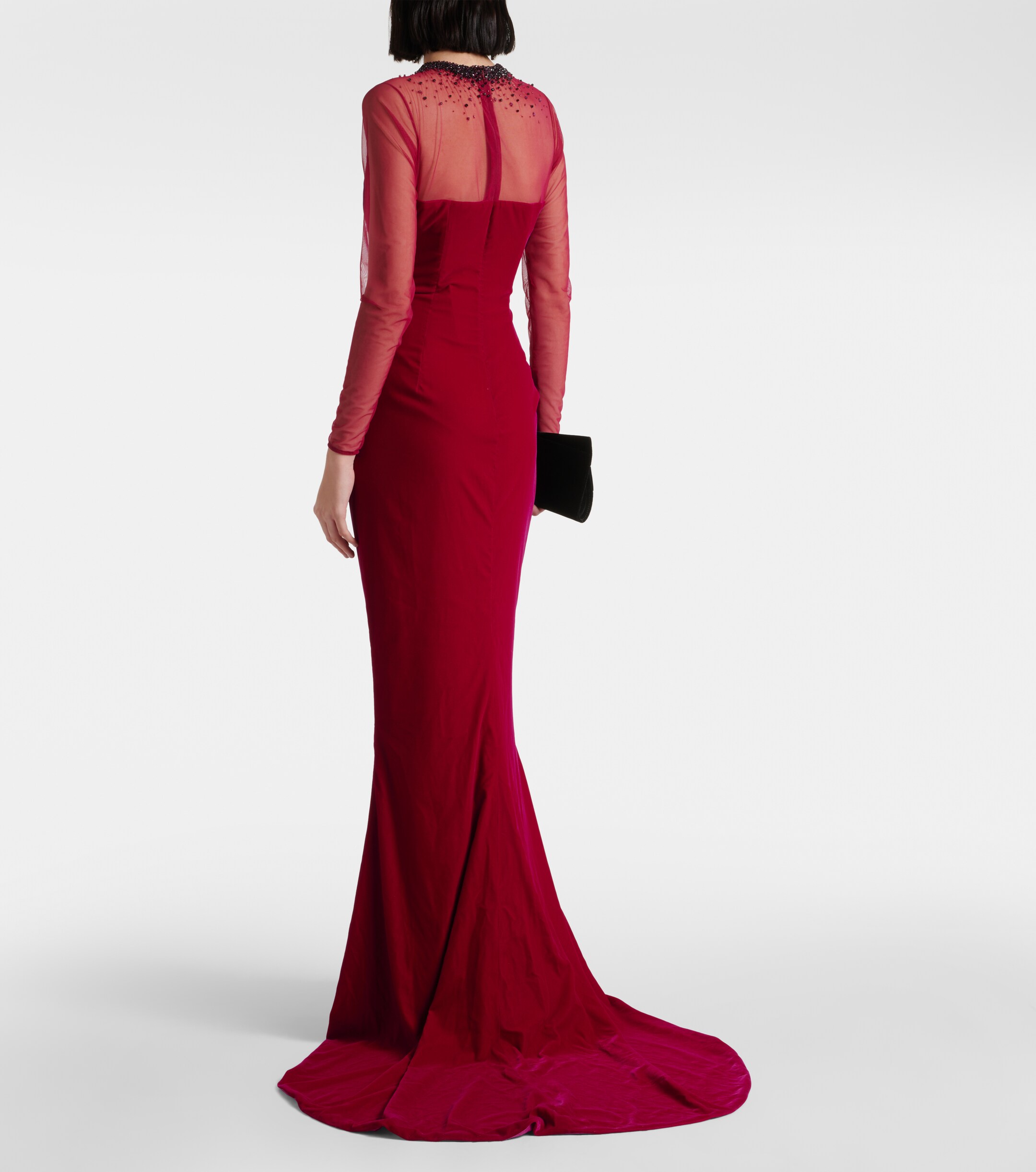 Miss Sohee Embellished cotton-blend velvet gown thumbnail