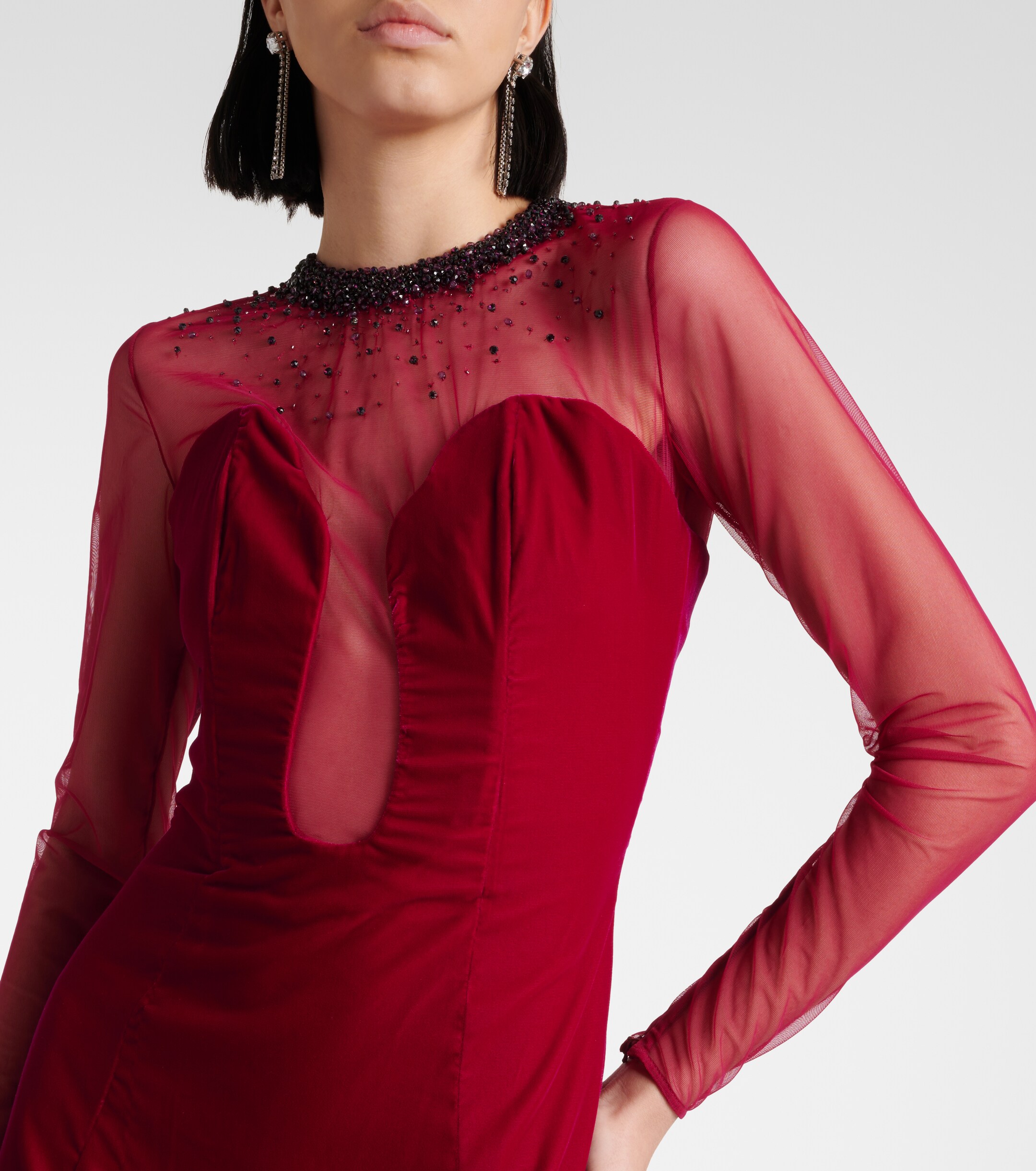 Miss Sohee Embellished cotton-blend velvet gown thumbnail