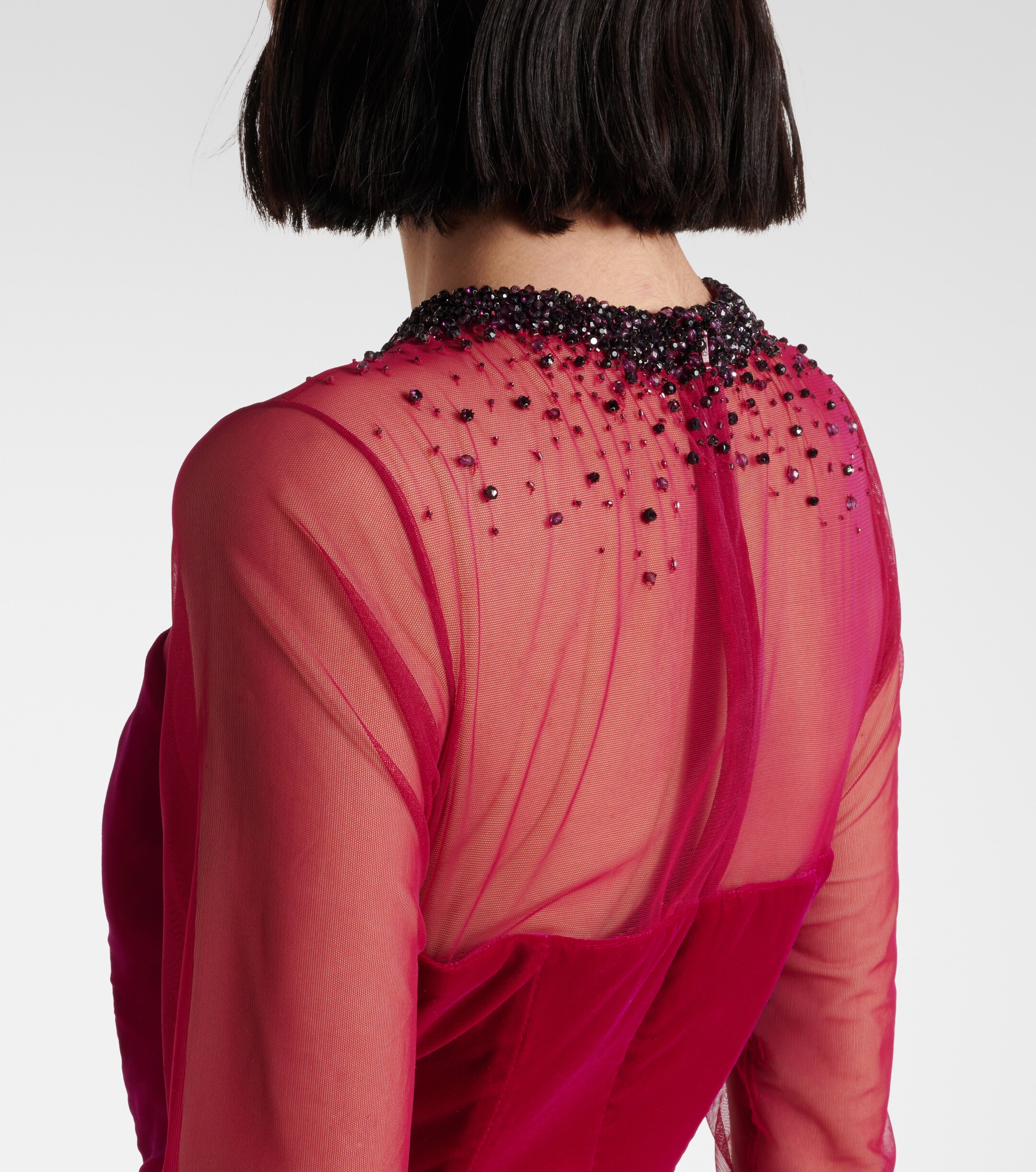 Miss Sohee Embellished cotton-blend velvet gown thumbnail