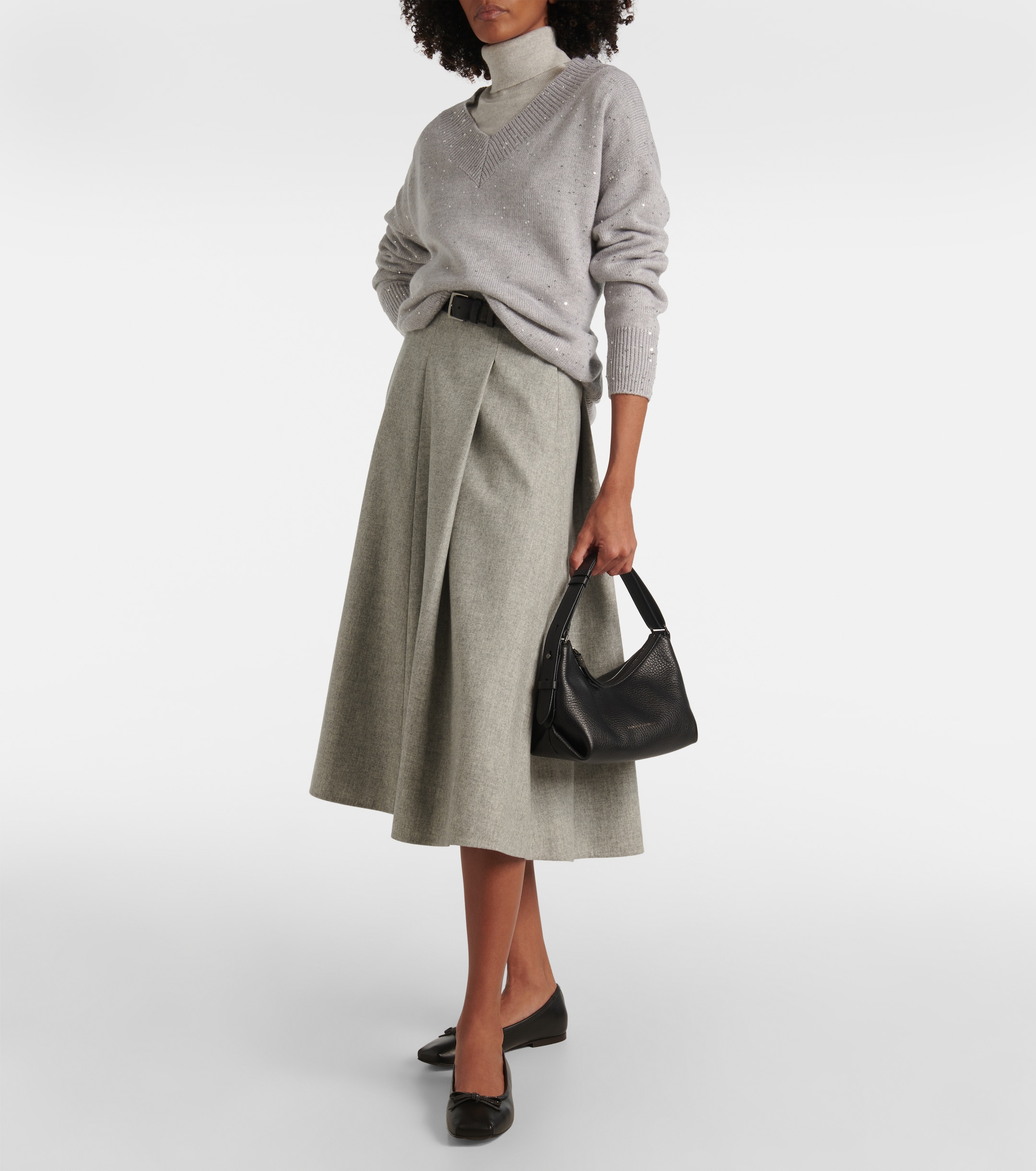 Brunello Cucinelli Monili bow-detail leather ballet flats thumbnail