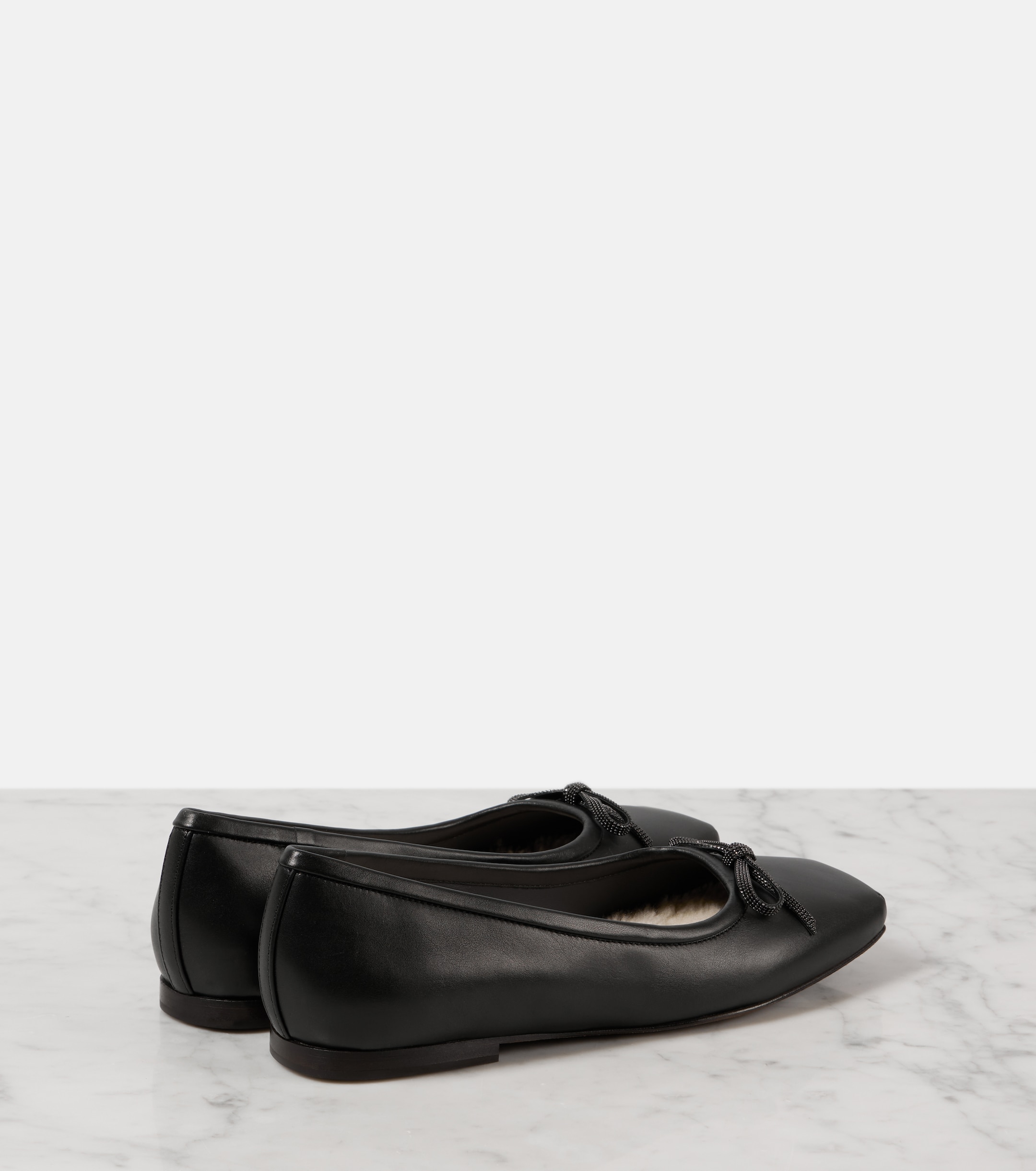 Brunello Cucinelli Monili bow-detail leather ballet flats thumbnail