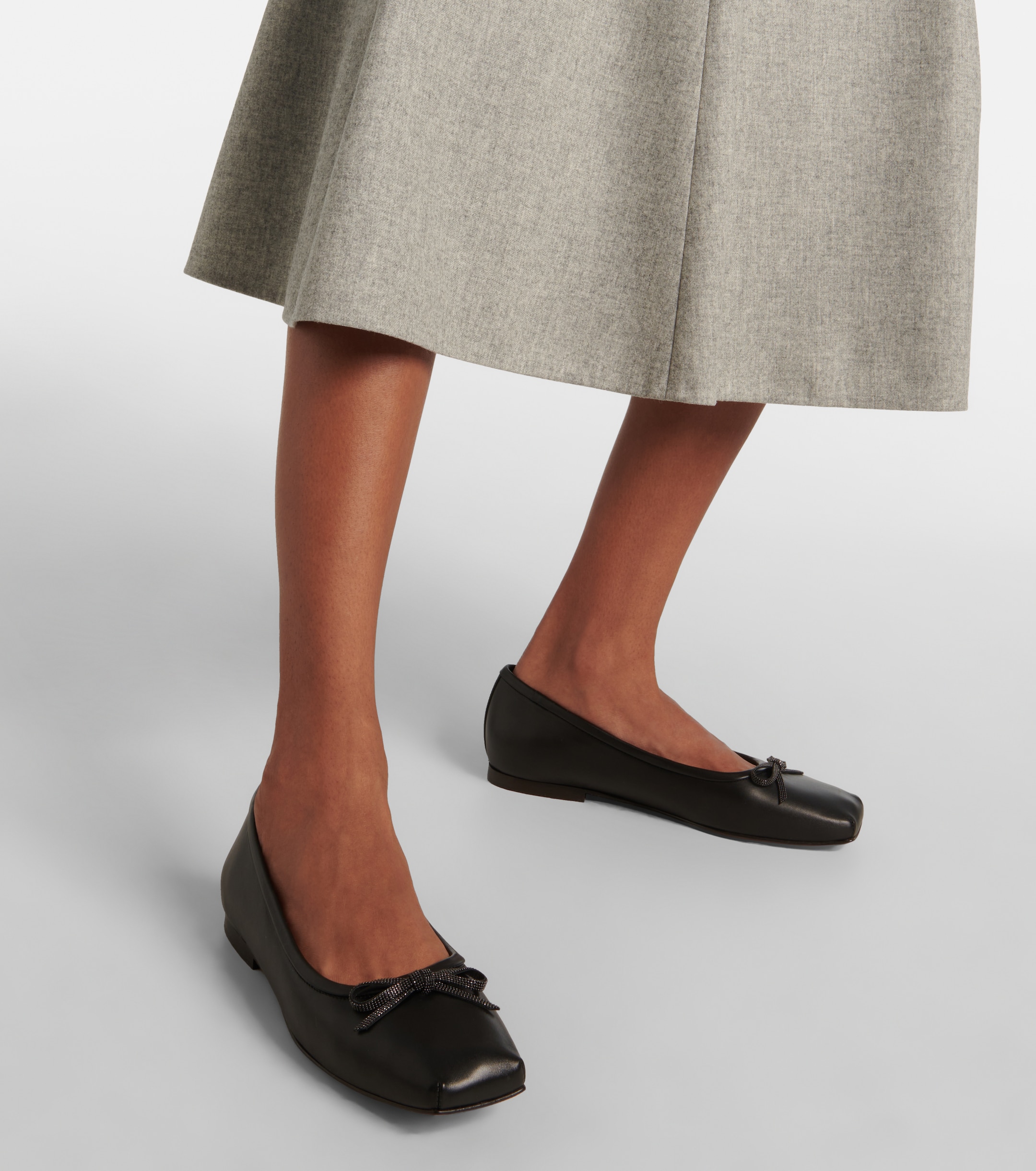 Brunello Cucinelli Monili bow-detail leather ballet flats thumbnail