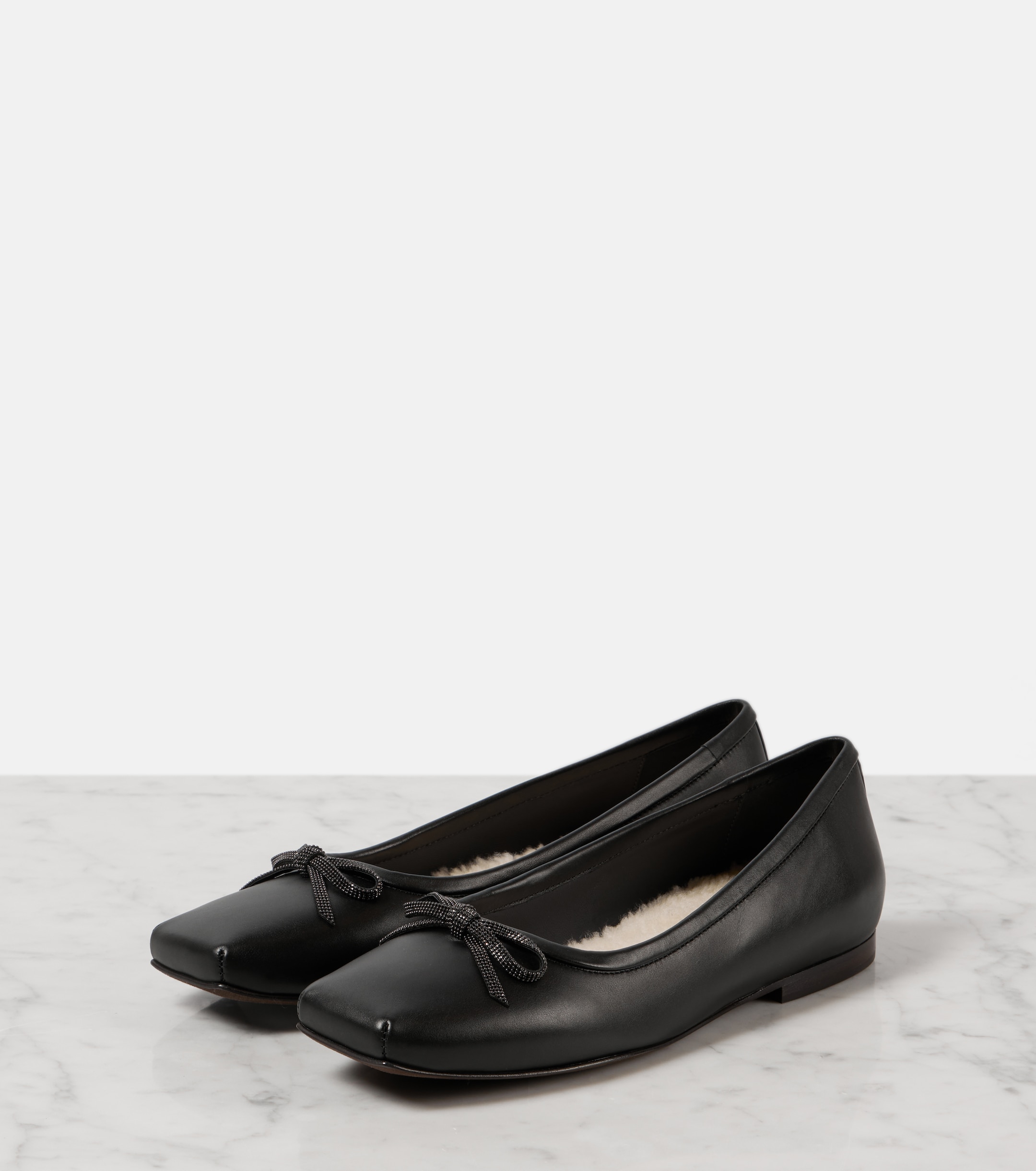 Brunello Cucinelli Monili bow-detail leather ballet flats thumbnail