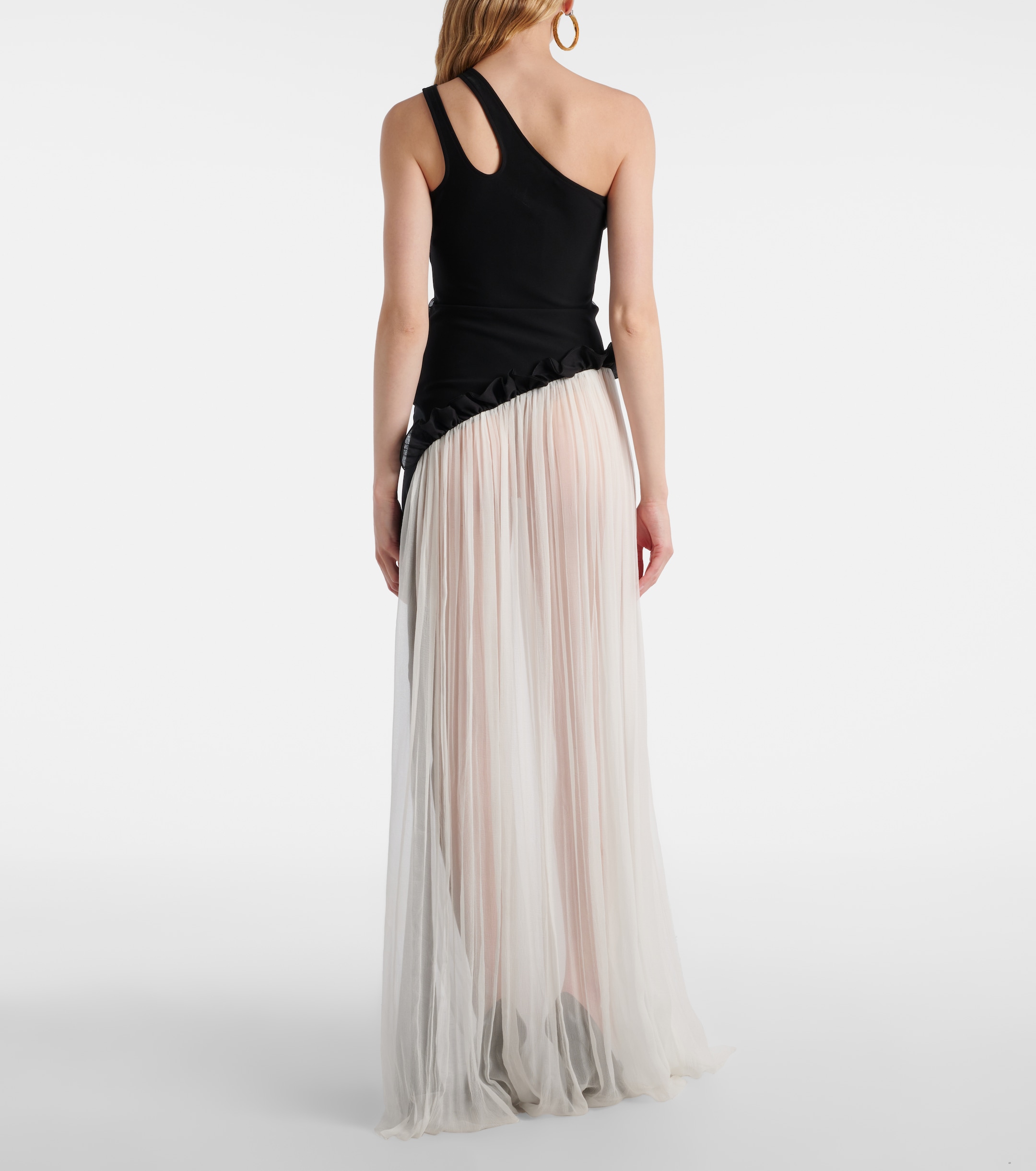 Nensi Dojaka Semi-sheer asymmetric maxi dress