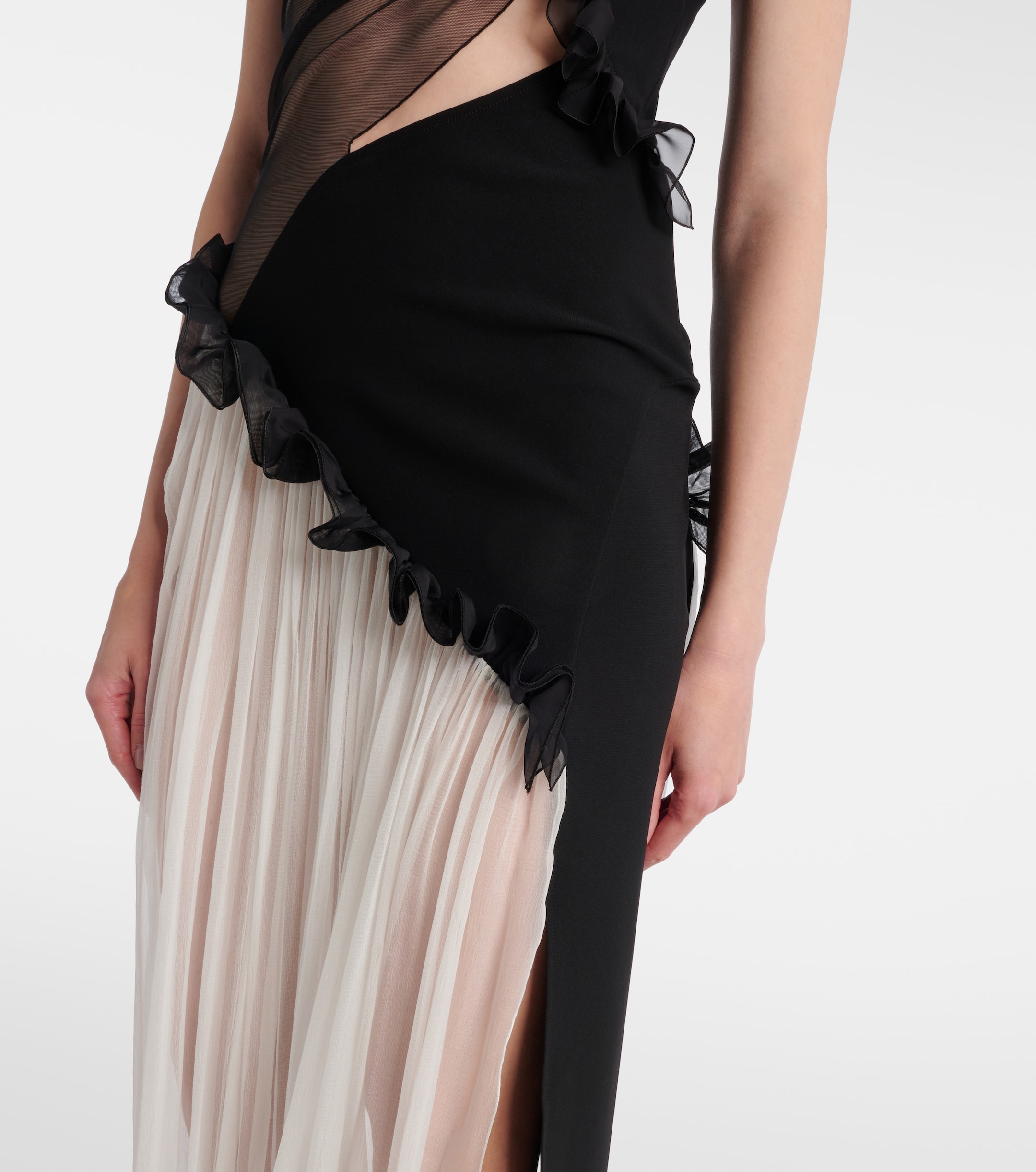 Nensi Dojaka Semi-sheer asymmetric maxi dress