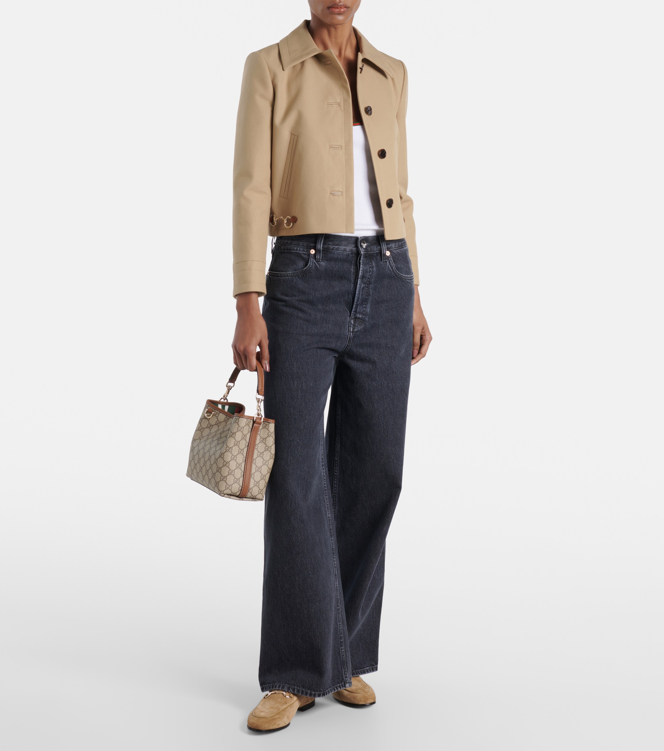 Gucci GG Emblem Small canvas bucket bag