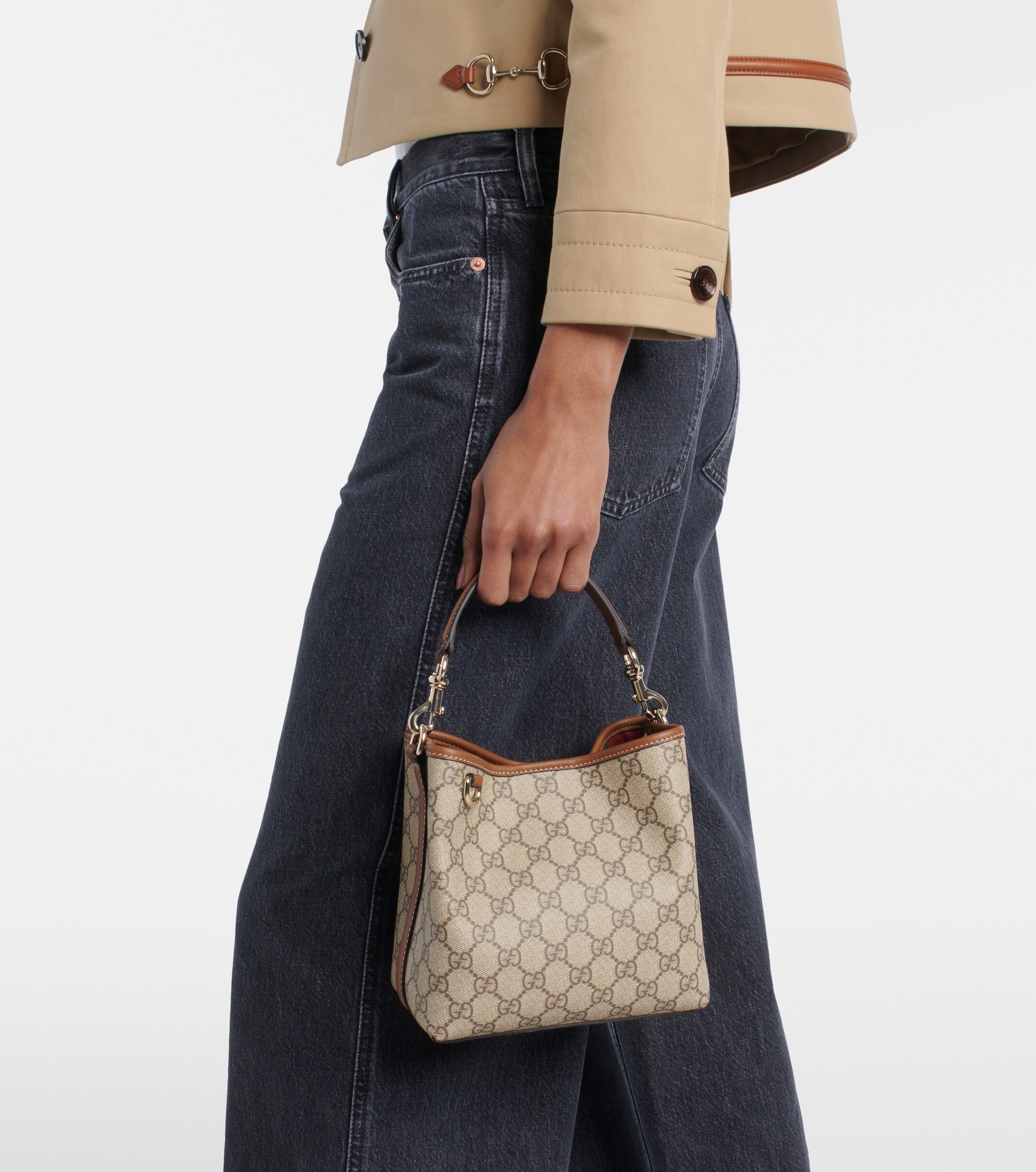 Gucci GG Emblem Small canvas bucket bag
