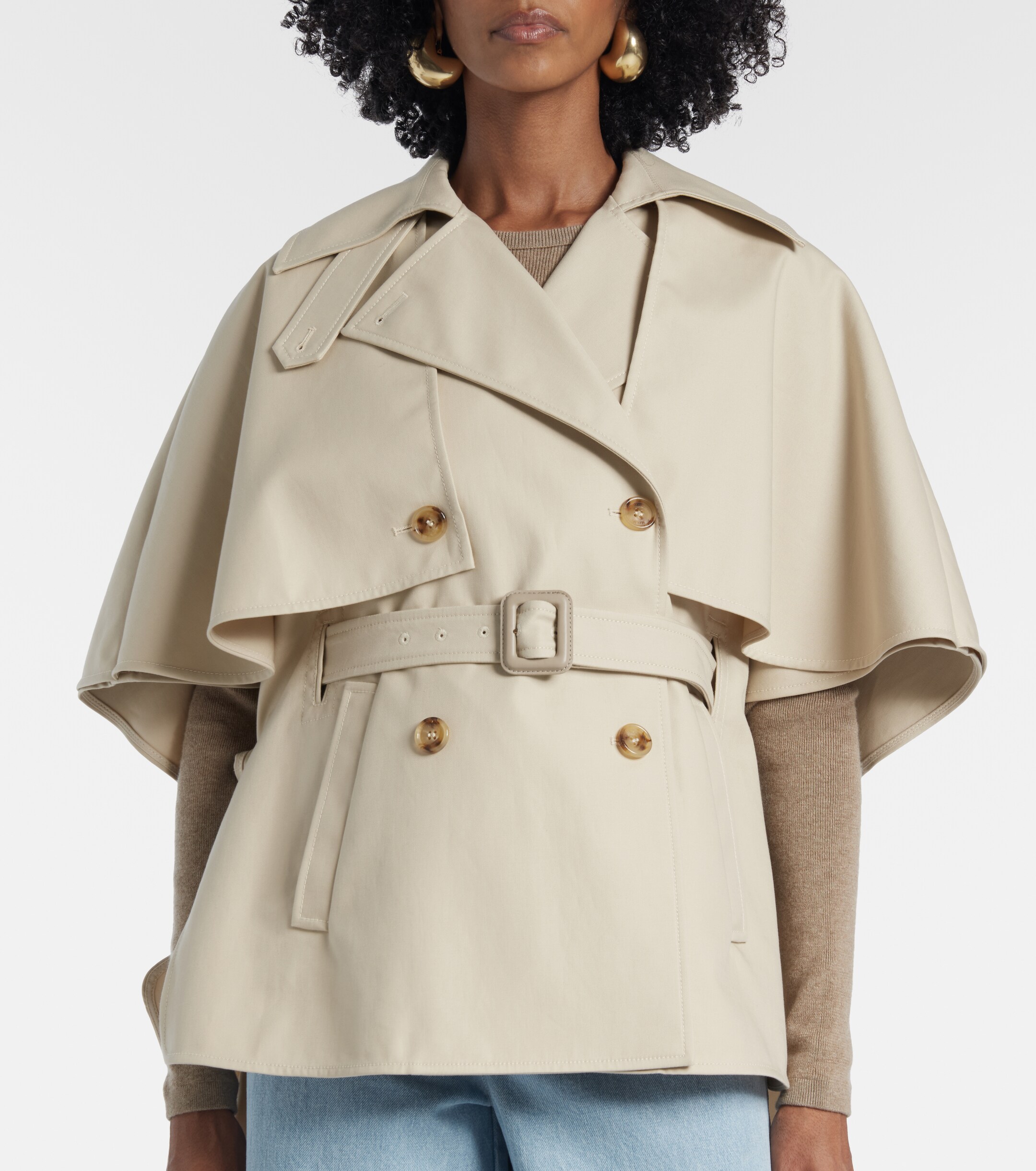 Max Mara Sigfrid cropped gabardine trench coat thumbnail