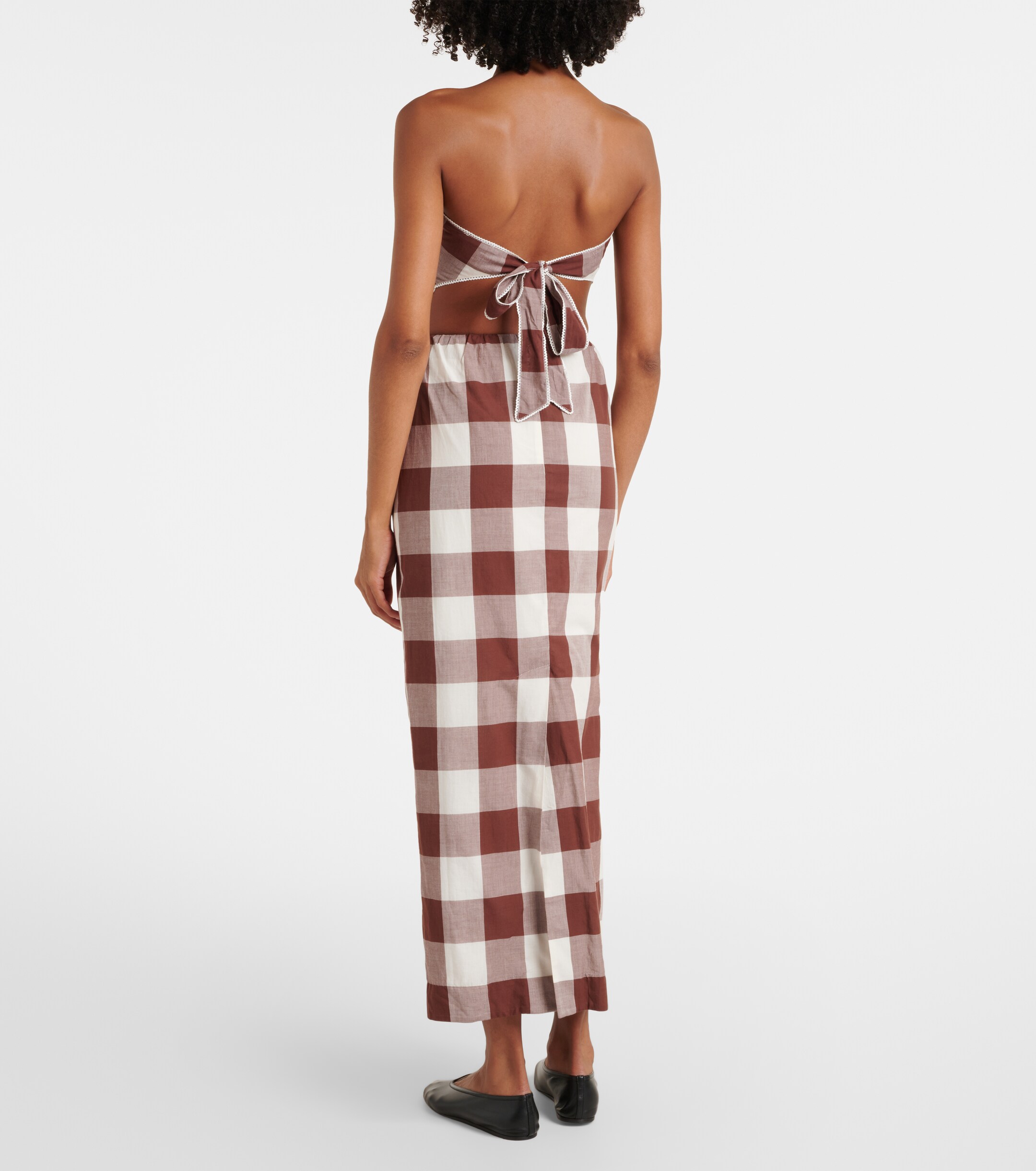 POSSE Mira gingham cotton maxi skirt