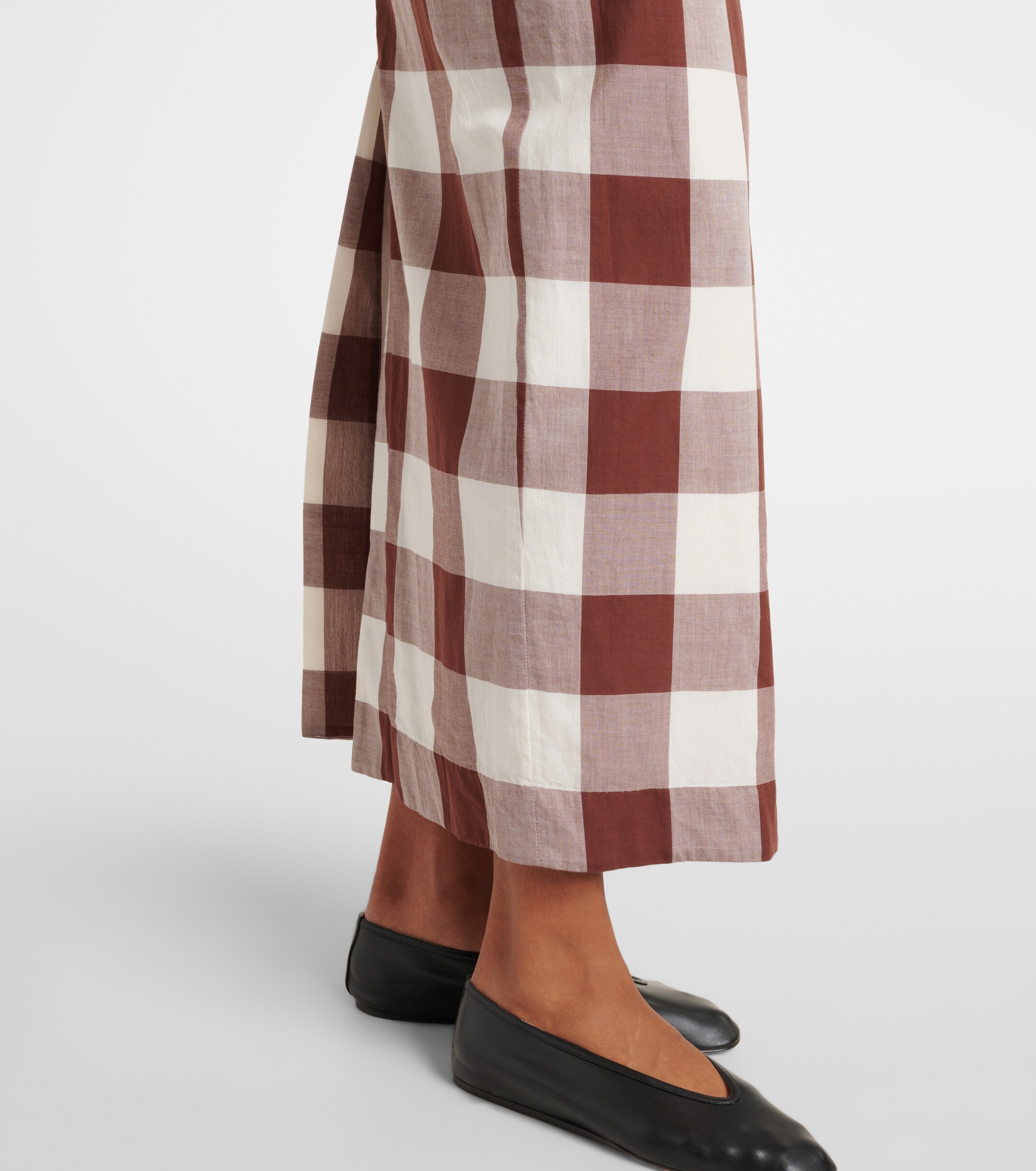 POSSE Mira gingham cotton maxi skirt