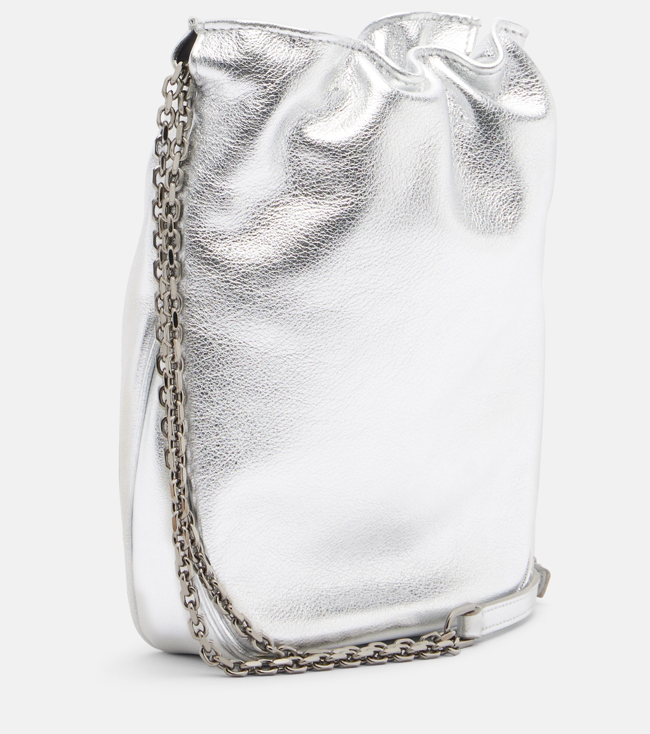 ROGER VIVIER Pilgrim Nano metallic leather bucket bag