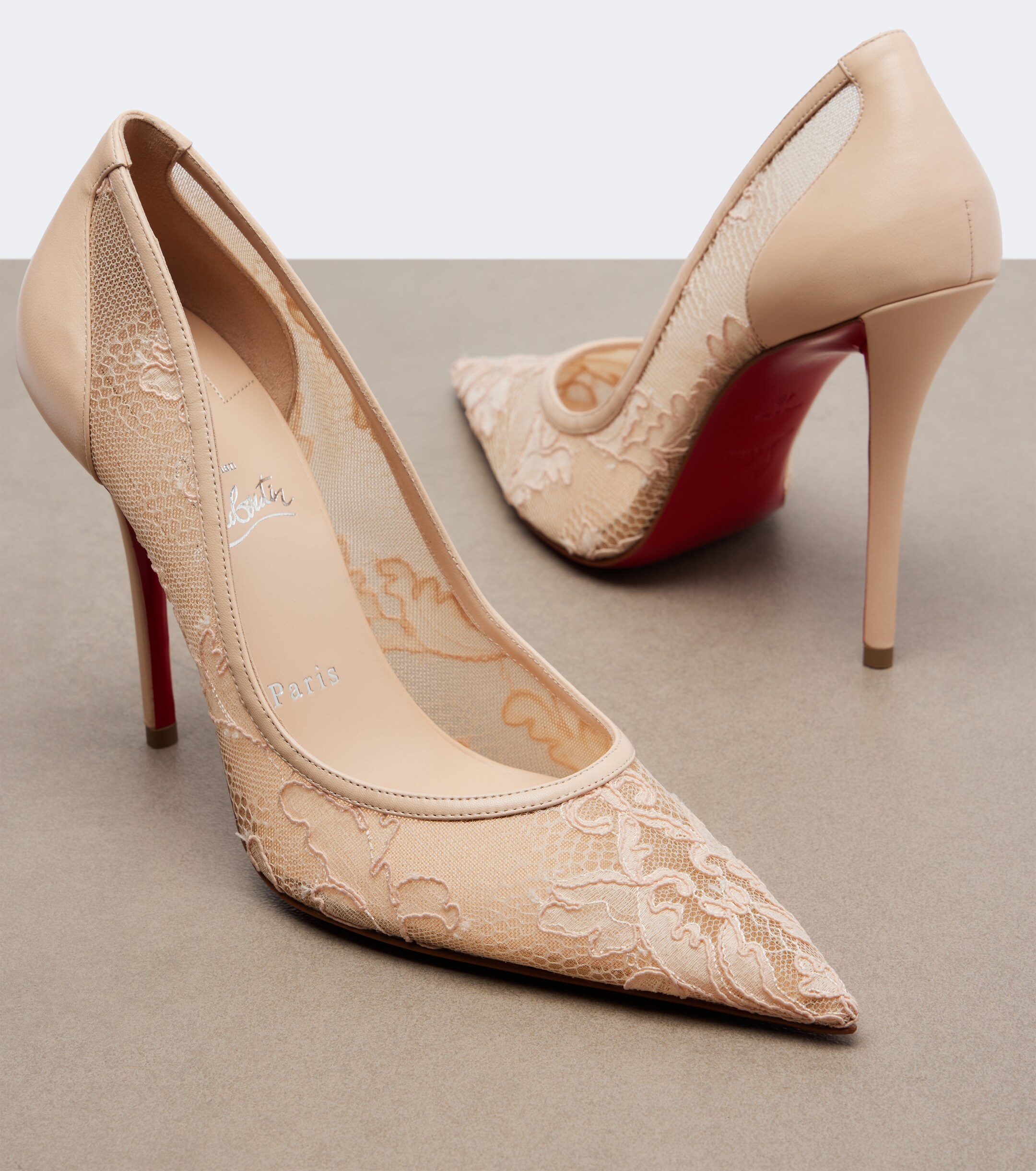 CHRISTIAN LOUBOUTIN Christian Louboutin Miss Z leather-trimmed lace pumps