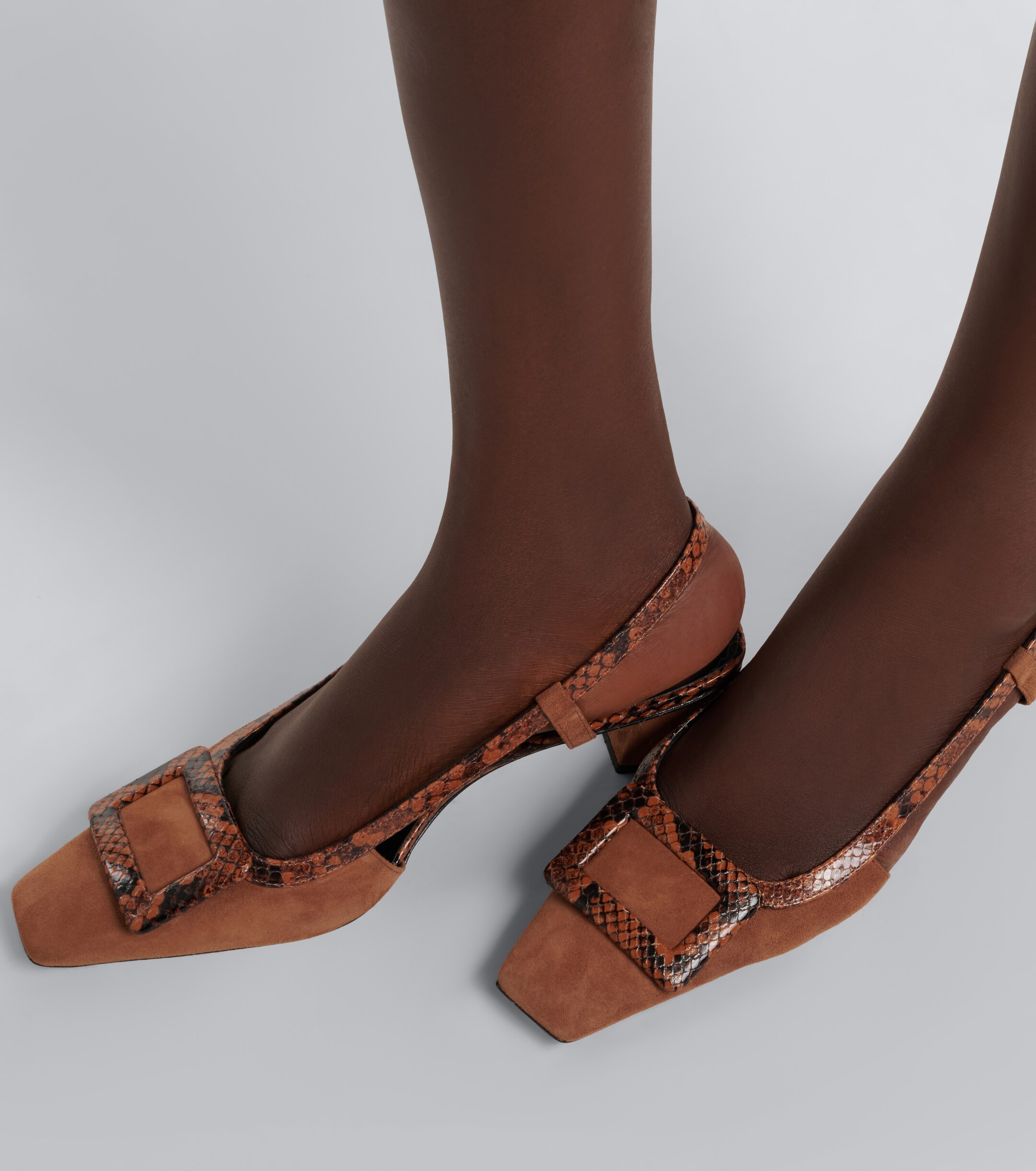 ROGER VIVIER Roger Vivier Belle Vivier snake-effect suede slingback pumps