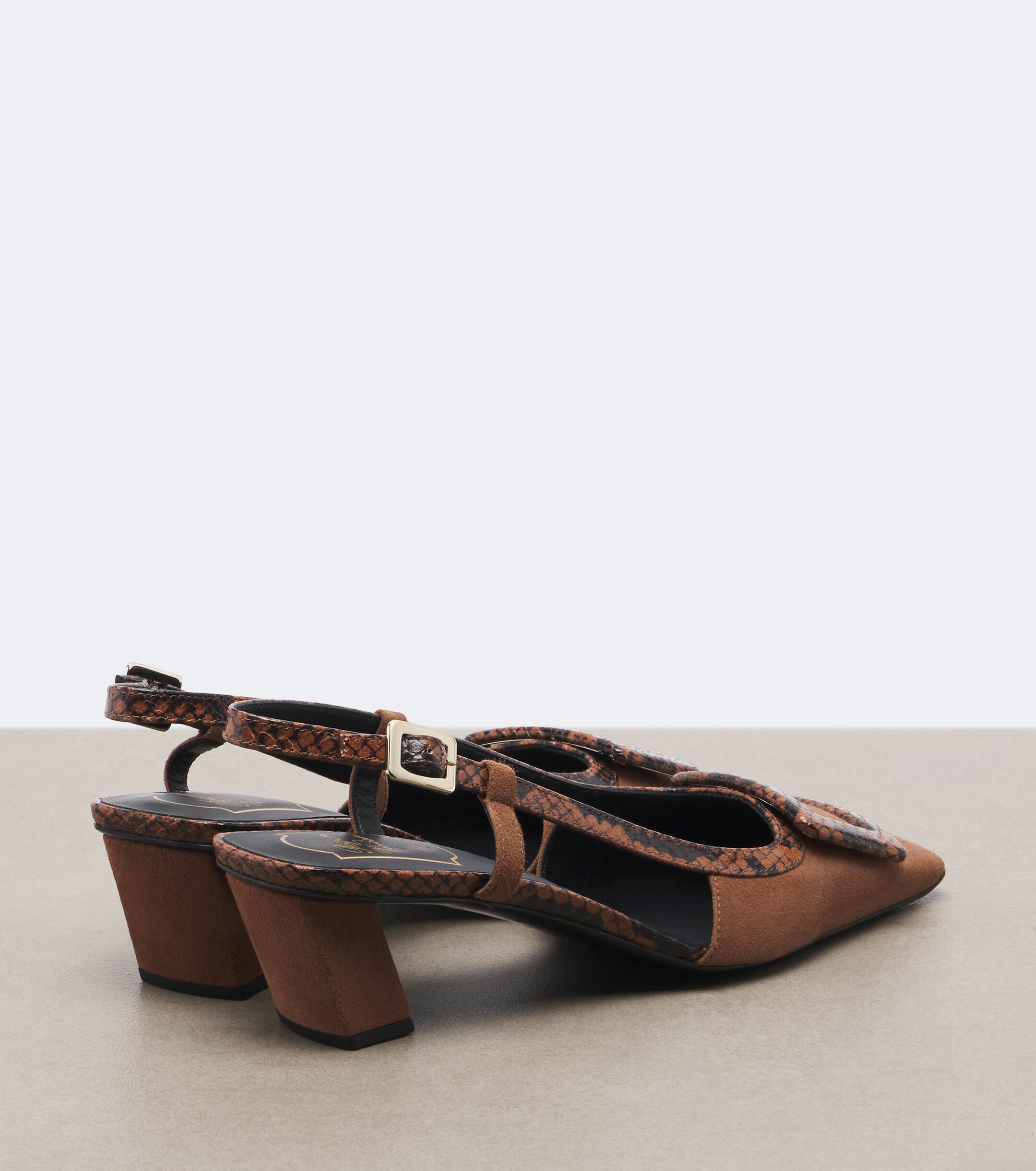 ROGER VIVIER Roger Vivier Belle Vivier snake-effect suede slingback pumps