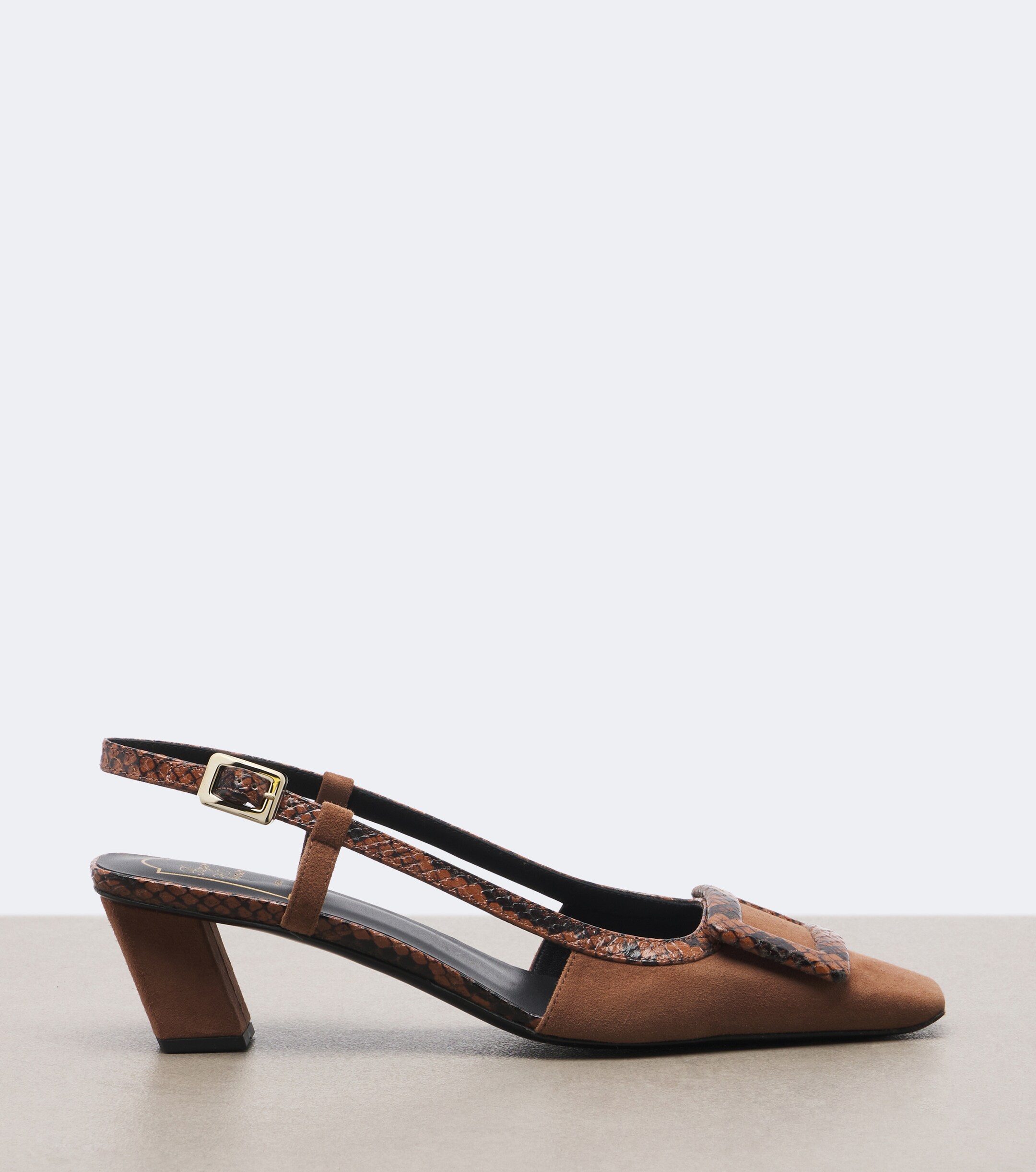 ROGER VIVIER Roger Vivier Belle Vivier snake-effect suede slingback pumps