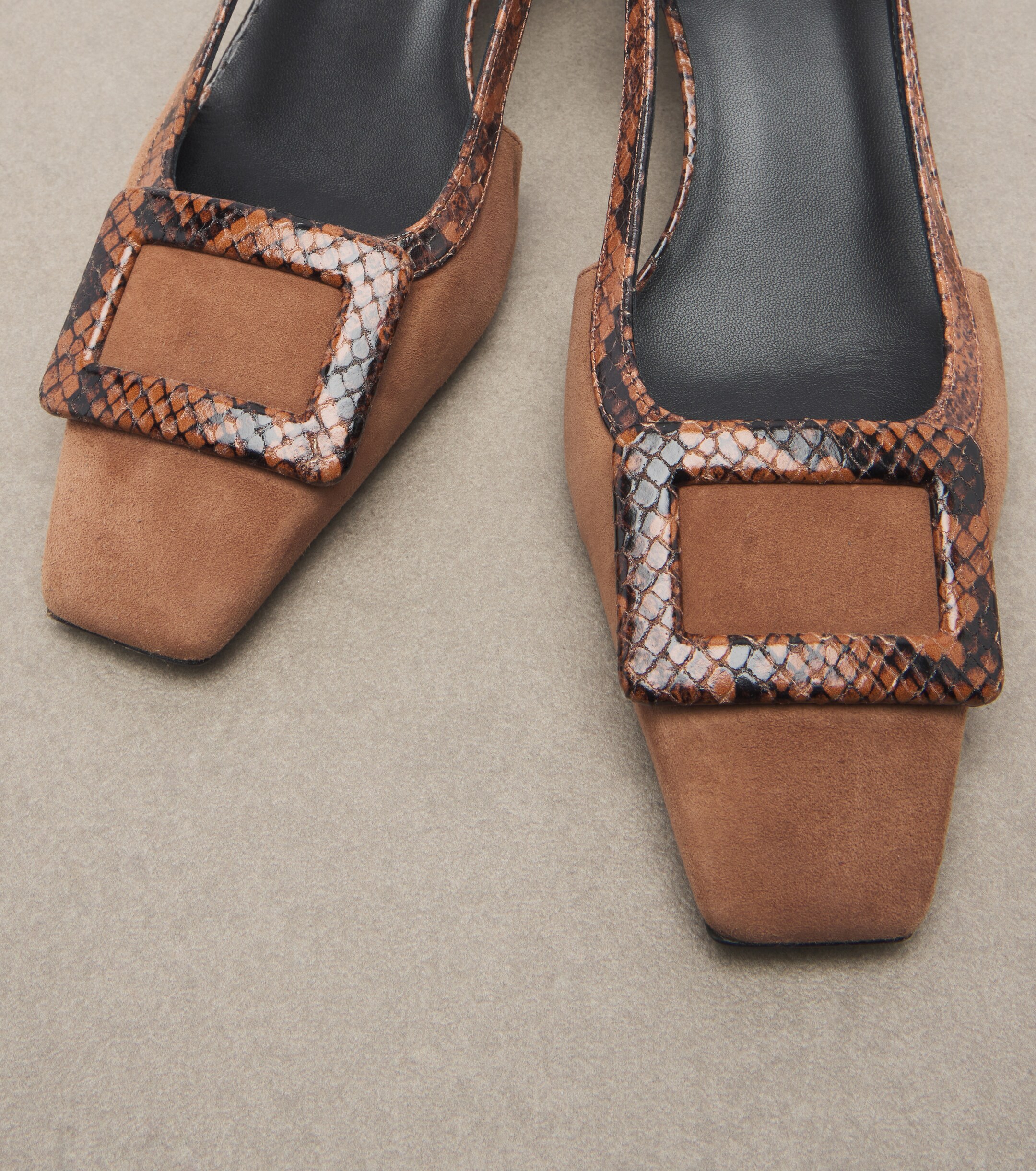 ROGER VIVIER Roger Vivier Belle Vivier snake-effect suede slingback pumps
