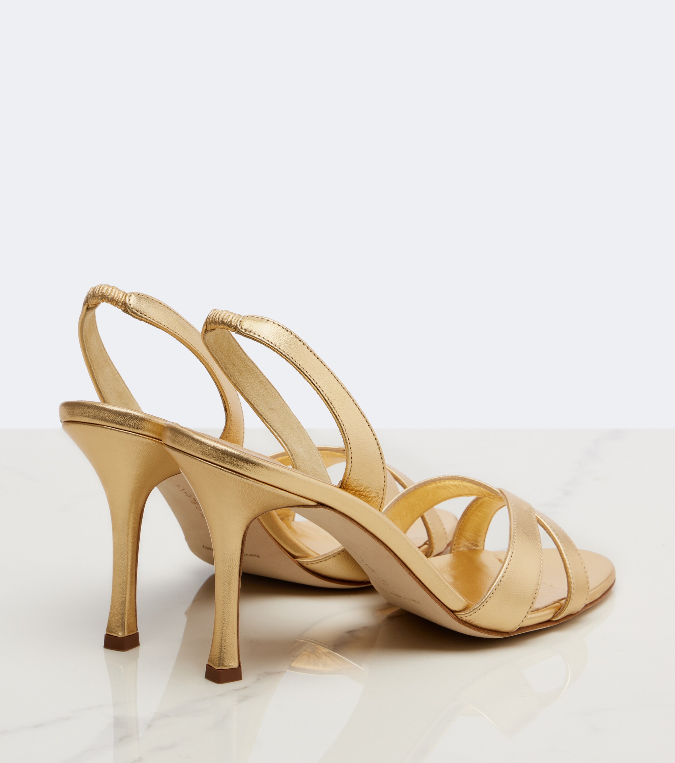 MANOLO BLAHNIK Manolo Blahnik Callasi metallic leather slingback sandals