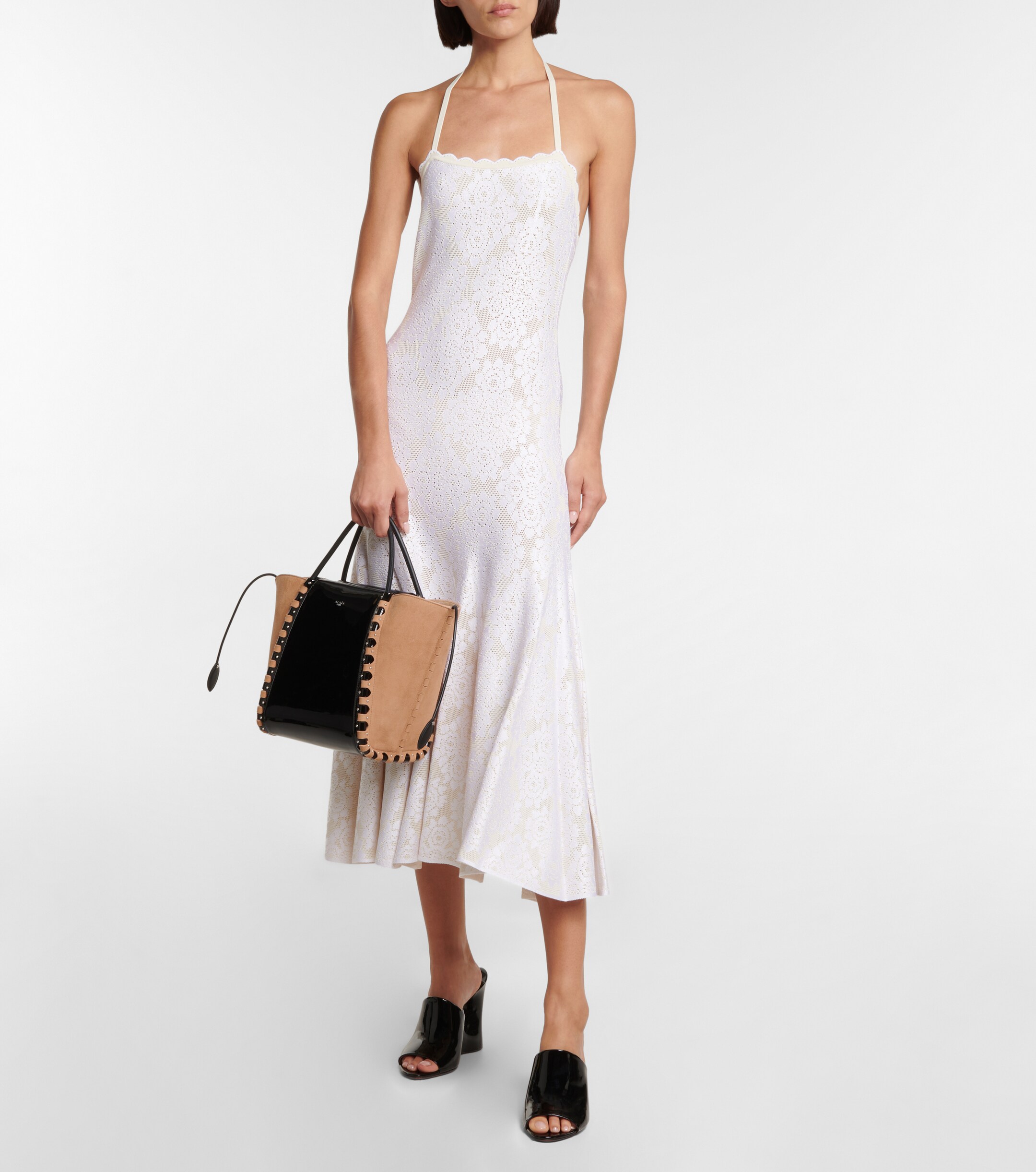 Alaïa Hinge Medium suede and leather tote
