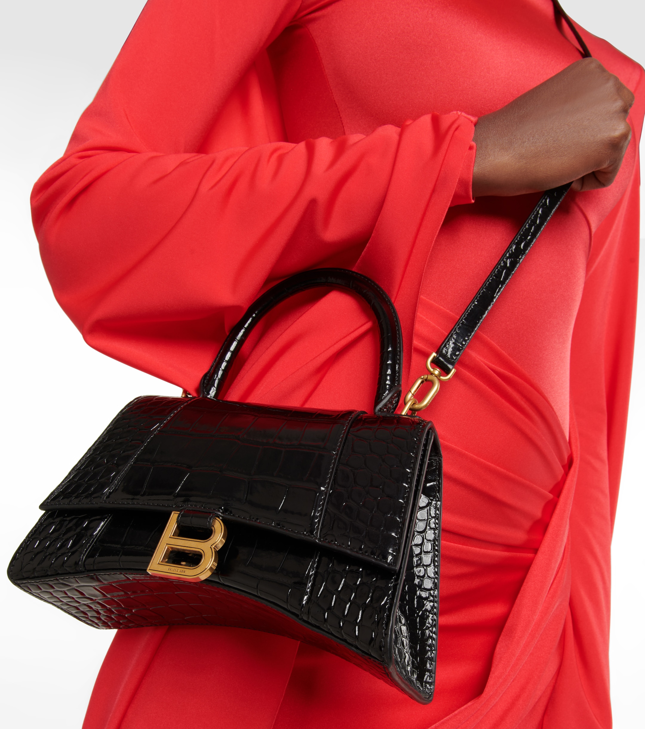 Balenciaga Hourglass Small croc-effect leather crossbody bag