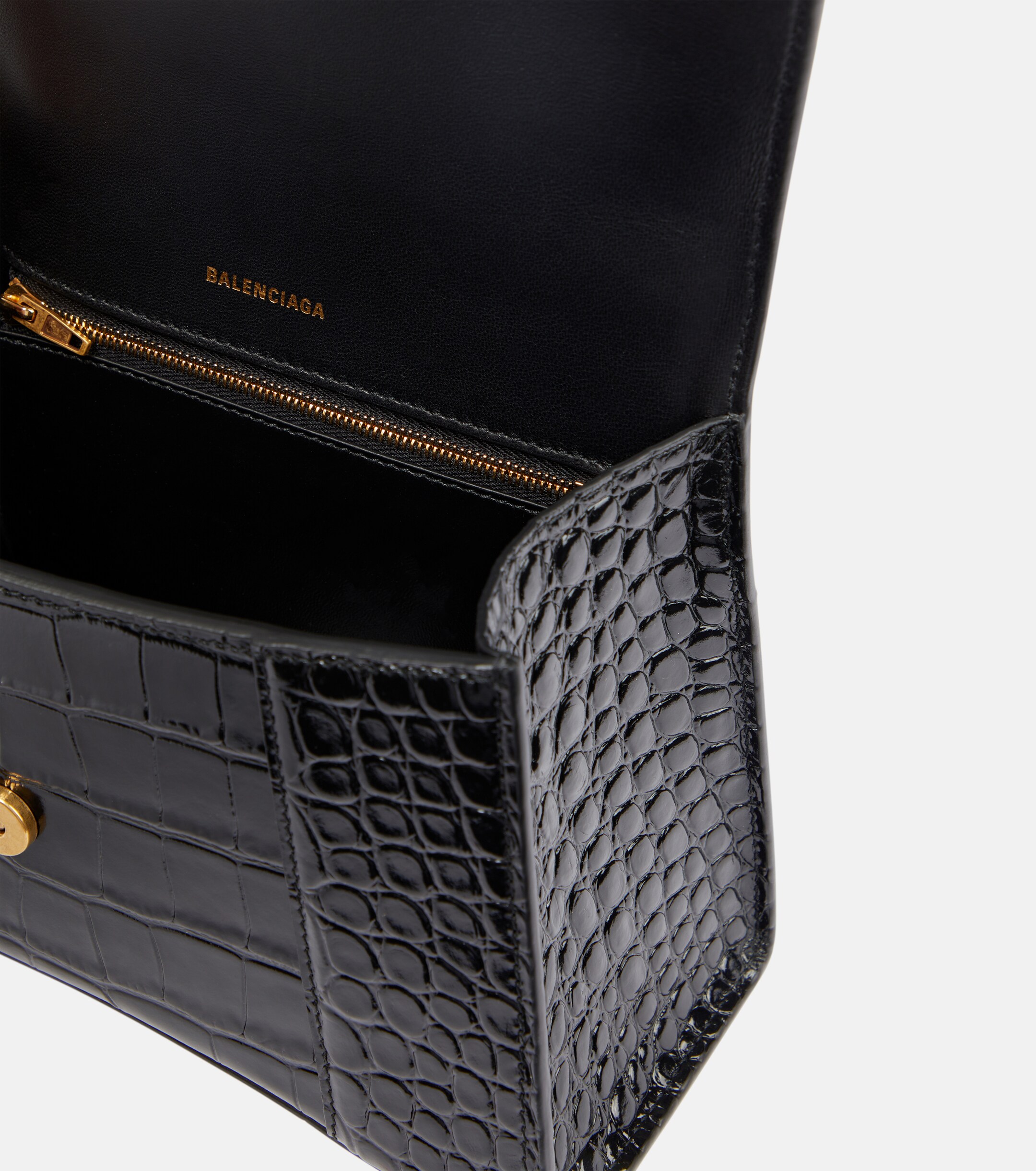 Balenciaga Hourglass Small croc-effect leather crossbody bag