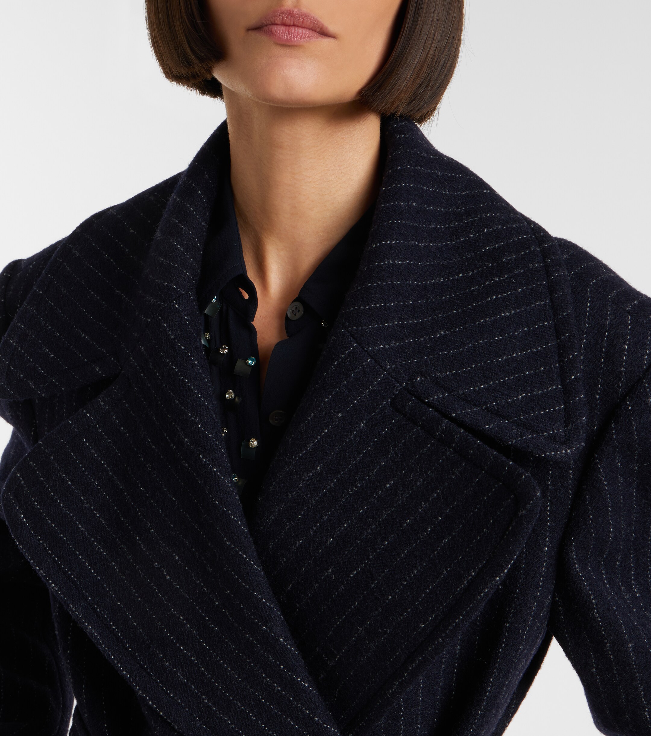 Dries Van Noten - Belted pinstriped wool coat | Plush