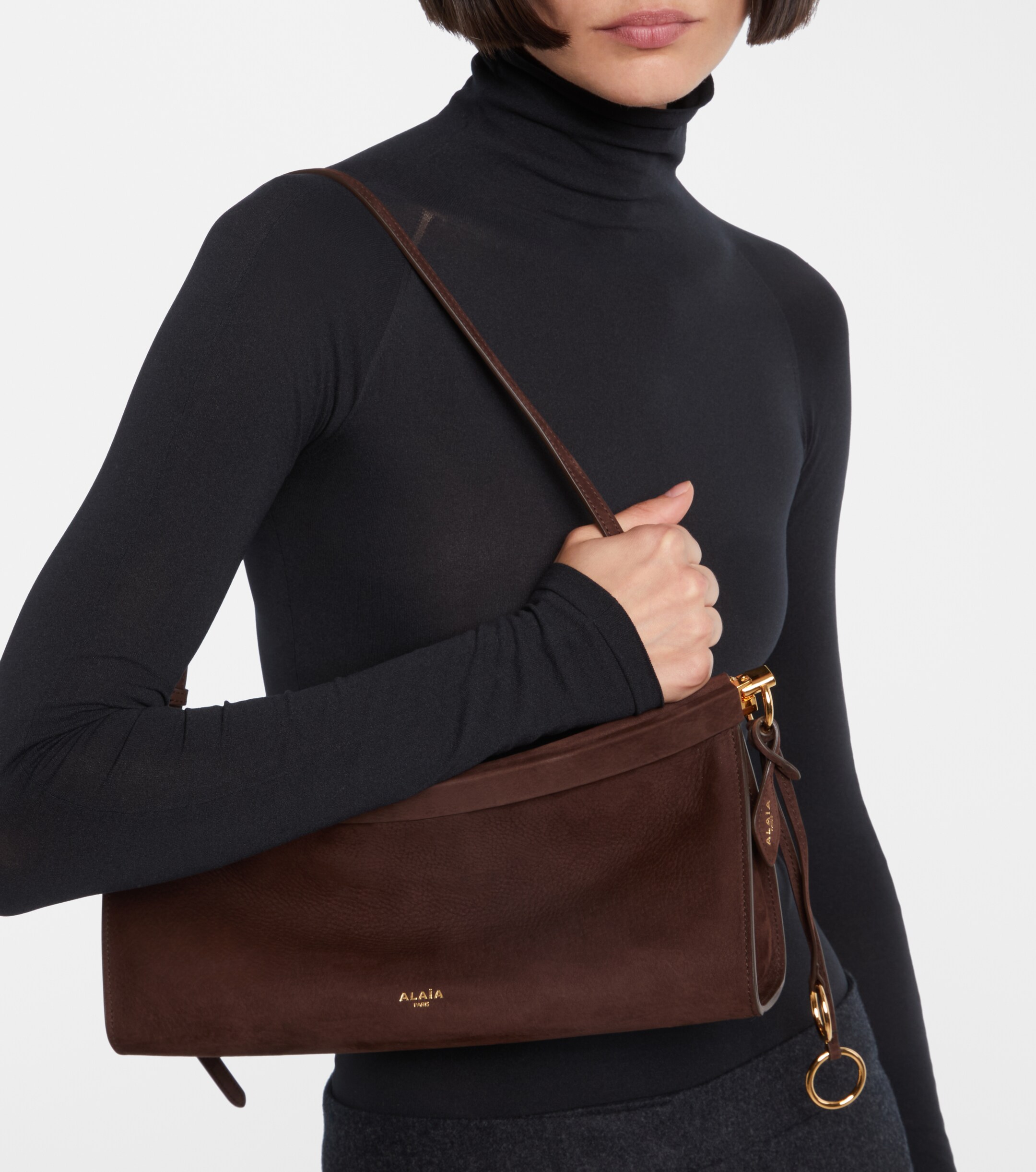 Alaïa Le Click East West Medium suede shoulder bag