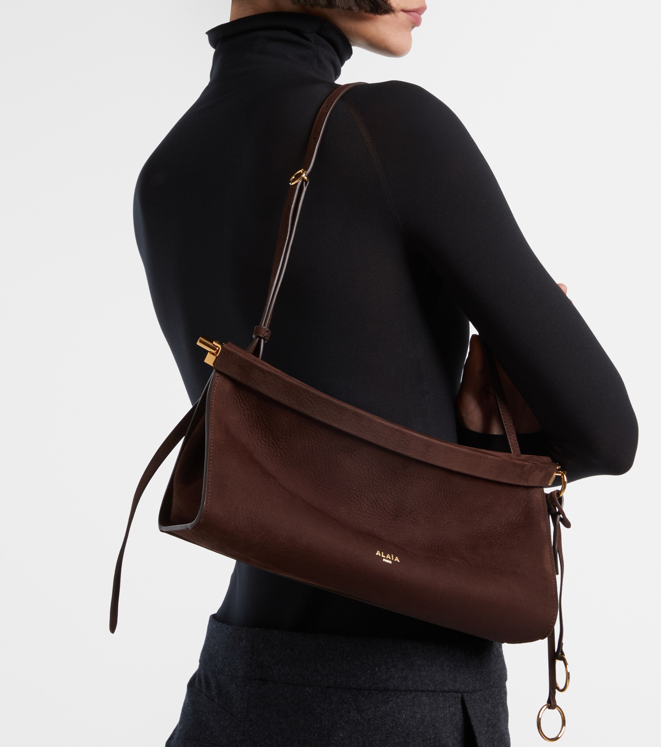 Alaïa Le Click East West Medium suede shoulder bag
