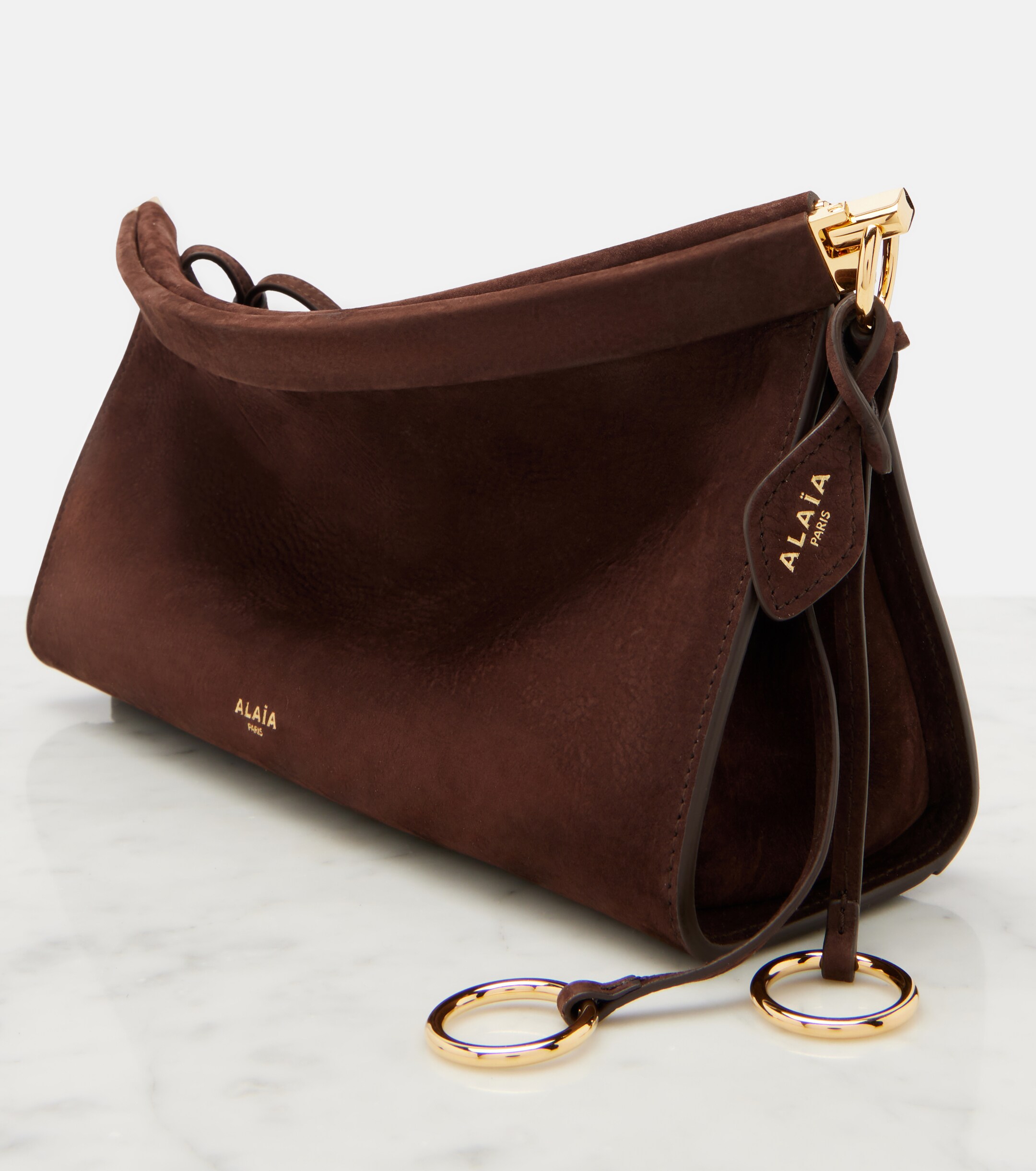Alaïa Le Click East West Medium suede shoulder bag