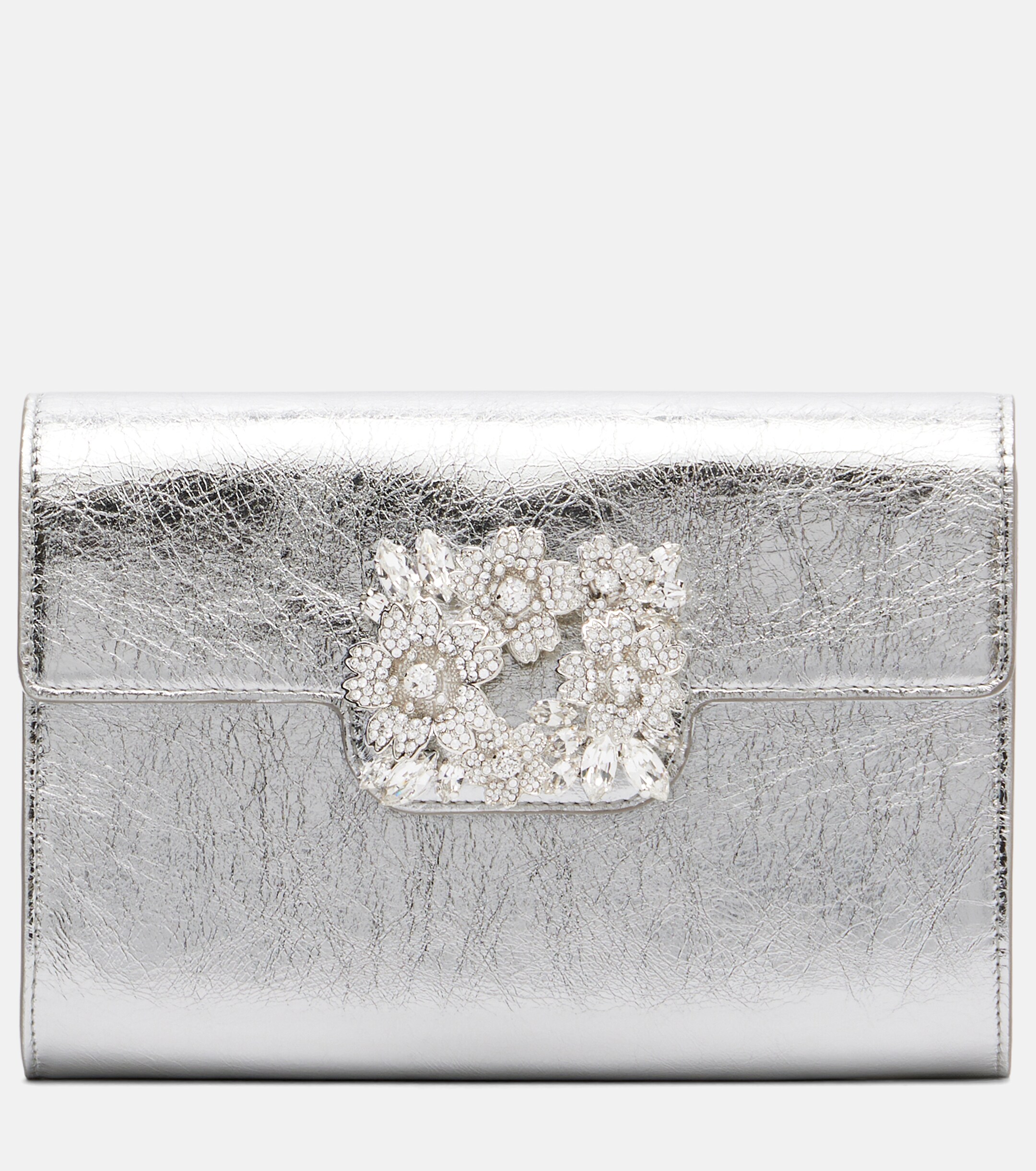 ROGER VIVIER Efflorescence Mini metallic leather clutch