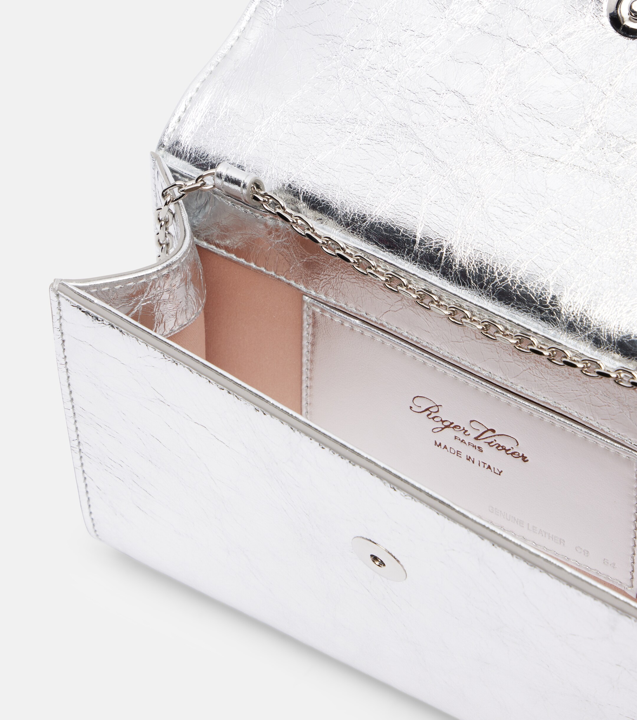 ROGER VIVIER Efflorescence Mini metallic leather clutch