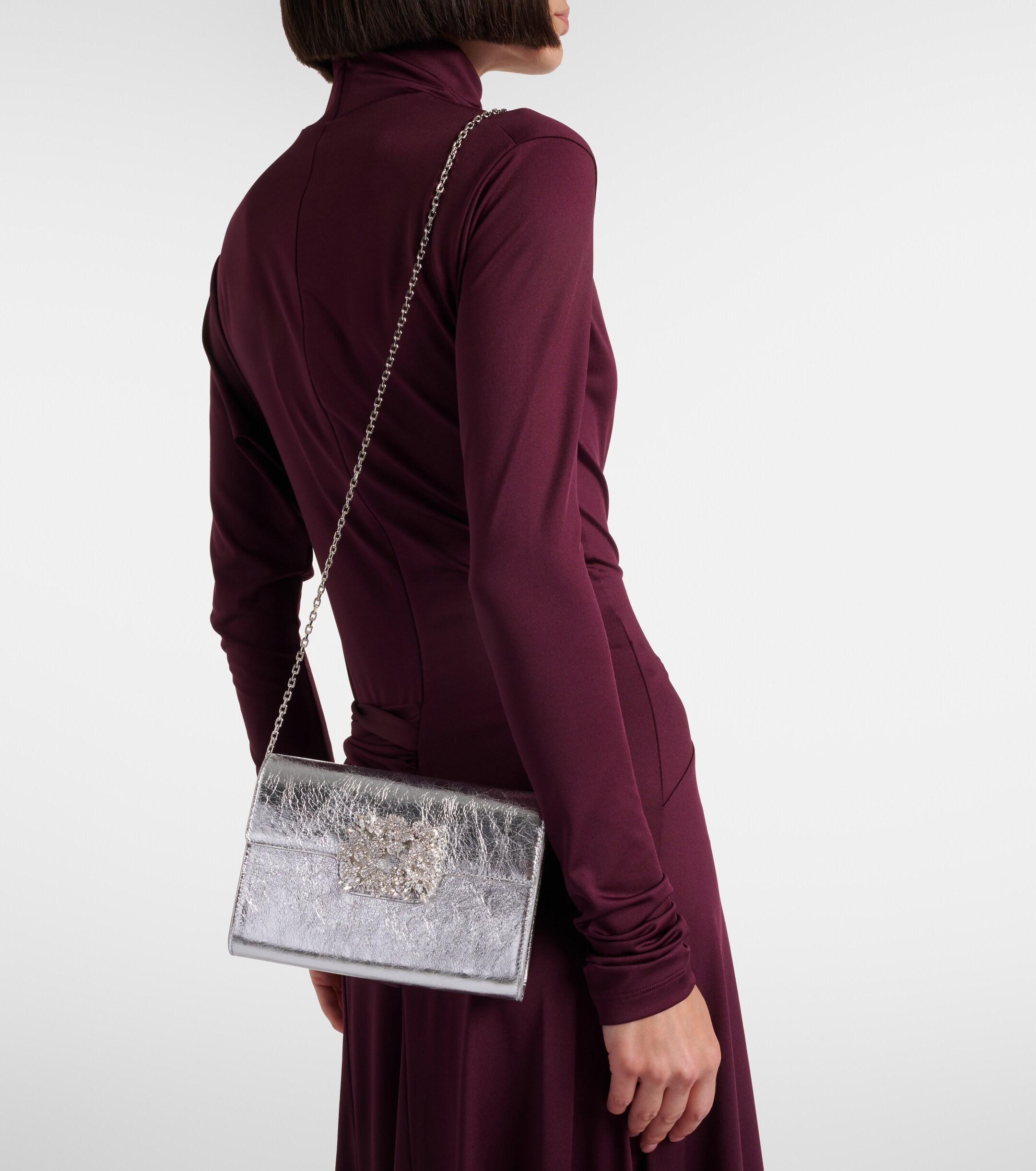 ROGER VIVIER Efflorescence Mini metallic leather clutch