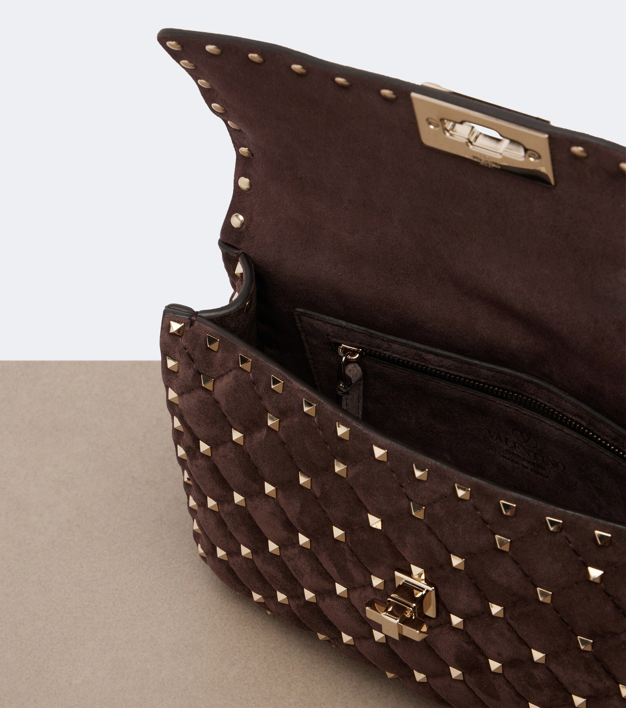 Valentino Garavani Rockstud Spike Medium suede top-handle bag thumbnail