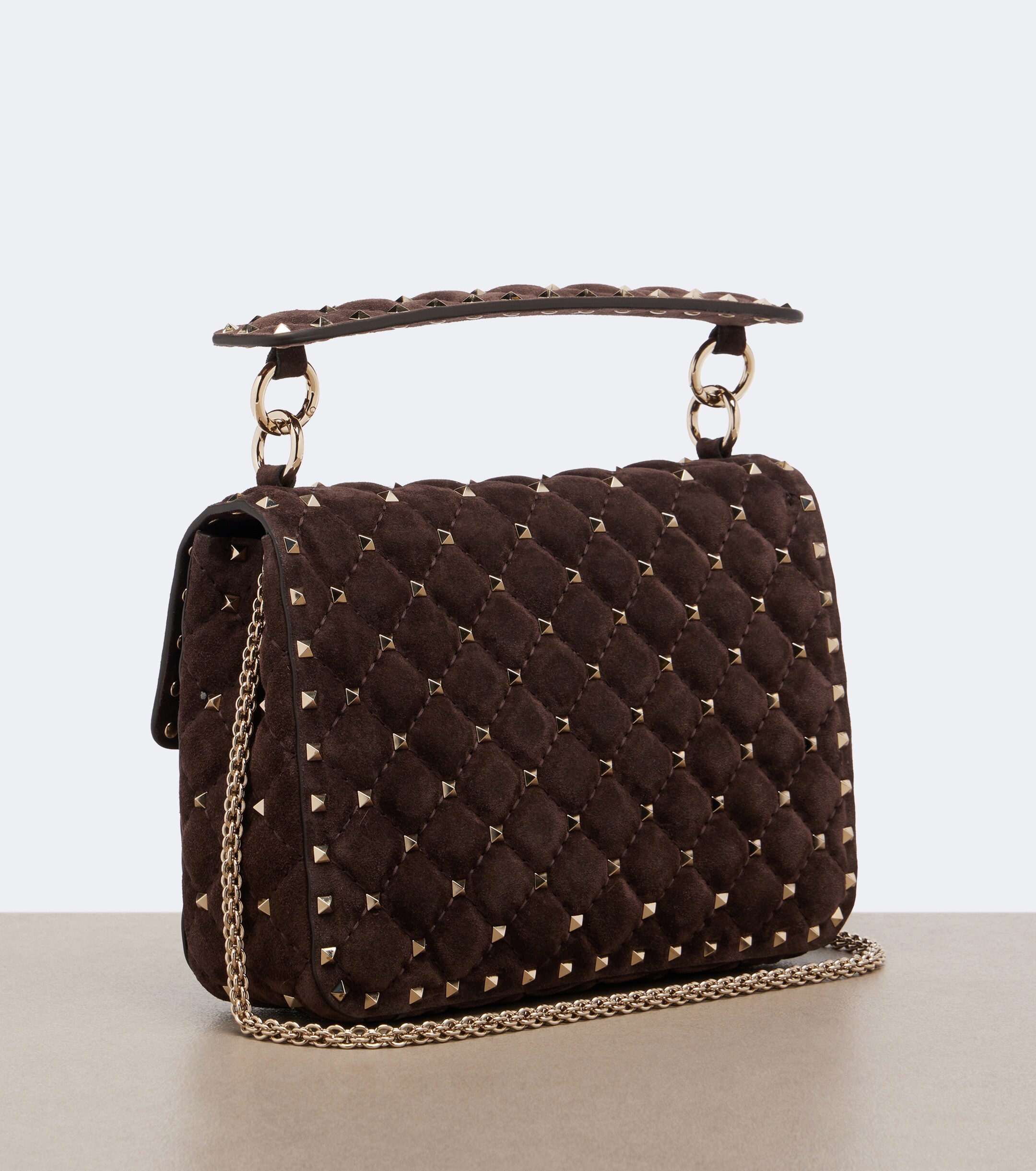 Valentino Garavani Rockstud Spike Medium suede top-handle bag thumbnail