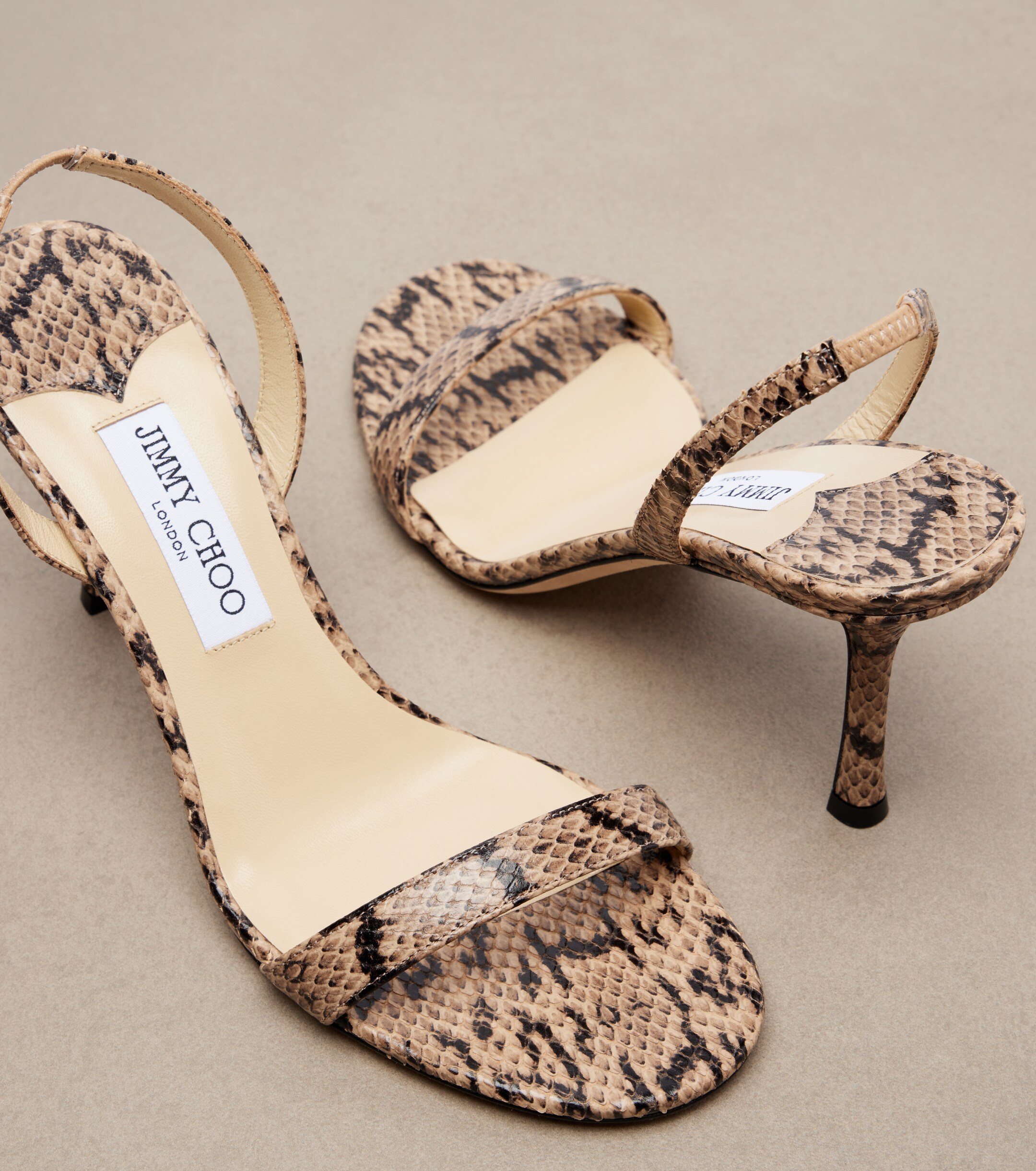 JIMMY CHOO Jimmy Choo Jenn snake-effect leather slingback sandals