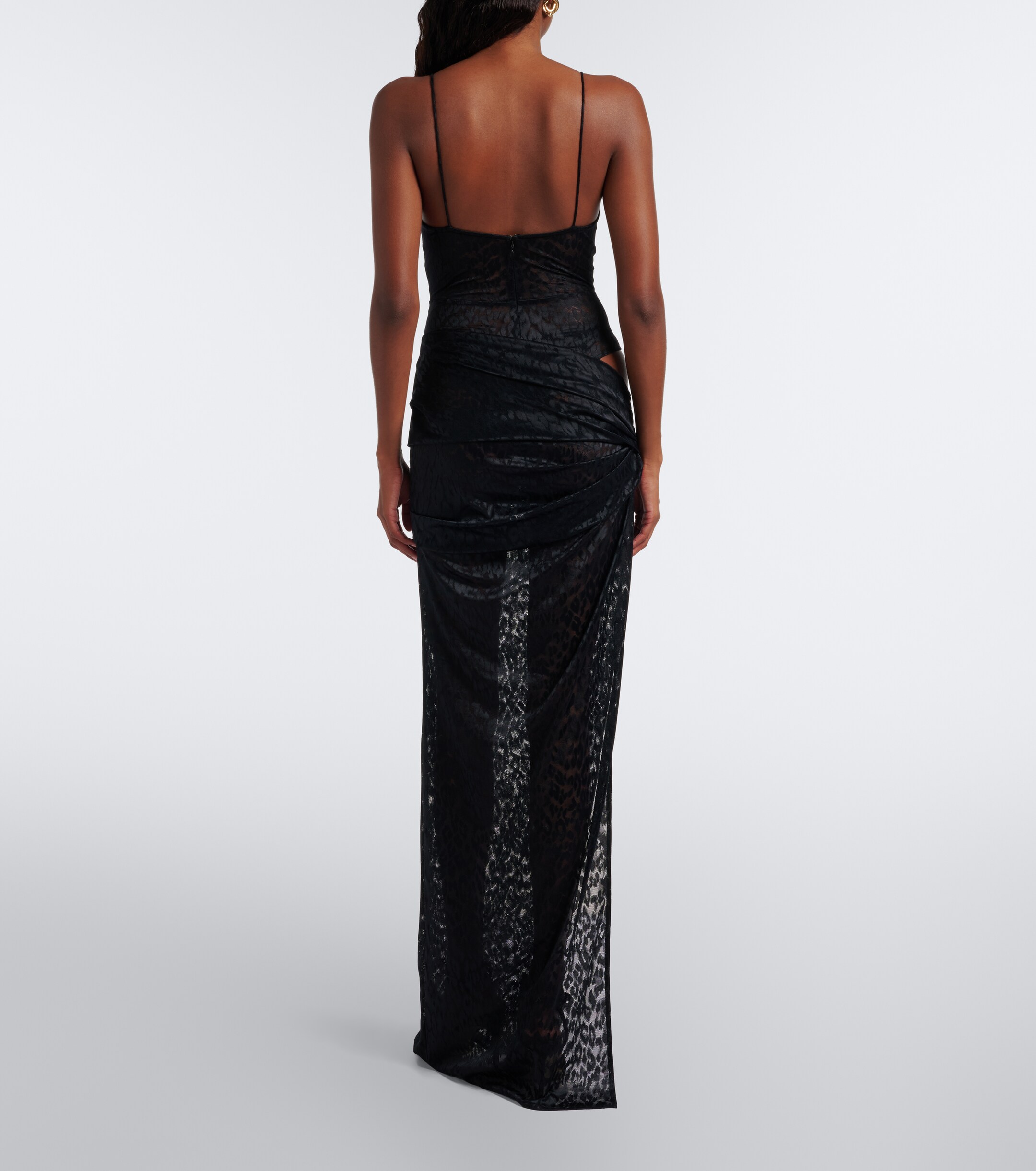 Alex Perry Alex Perry Draped leopard-print lace maxi dress