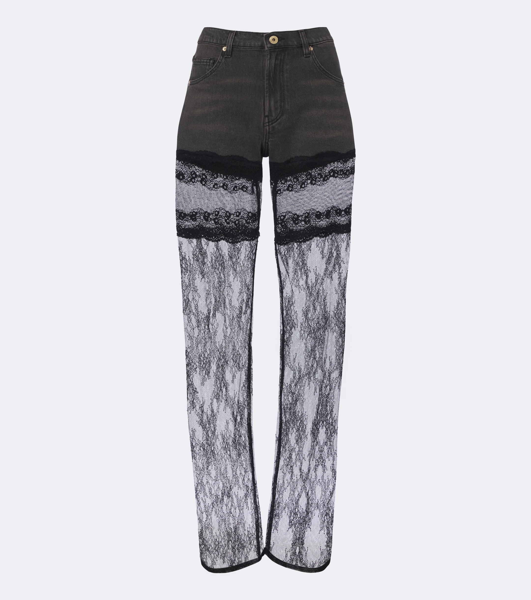 Blumarine Blumarine Lace-trimmed wide-leg jeans