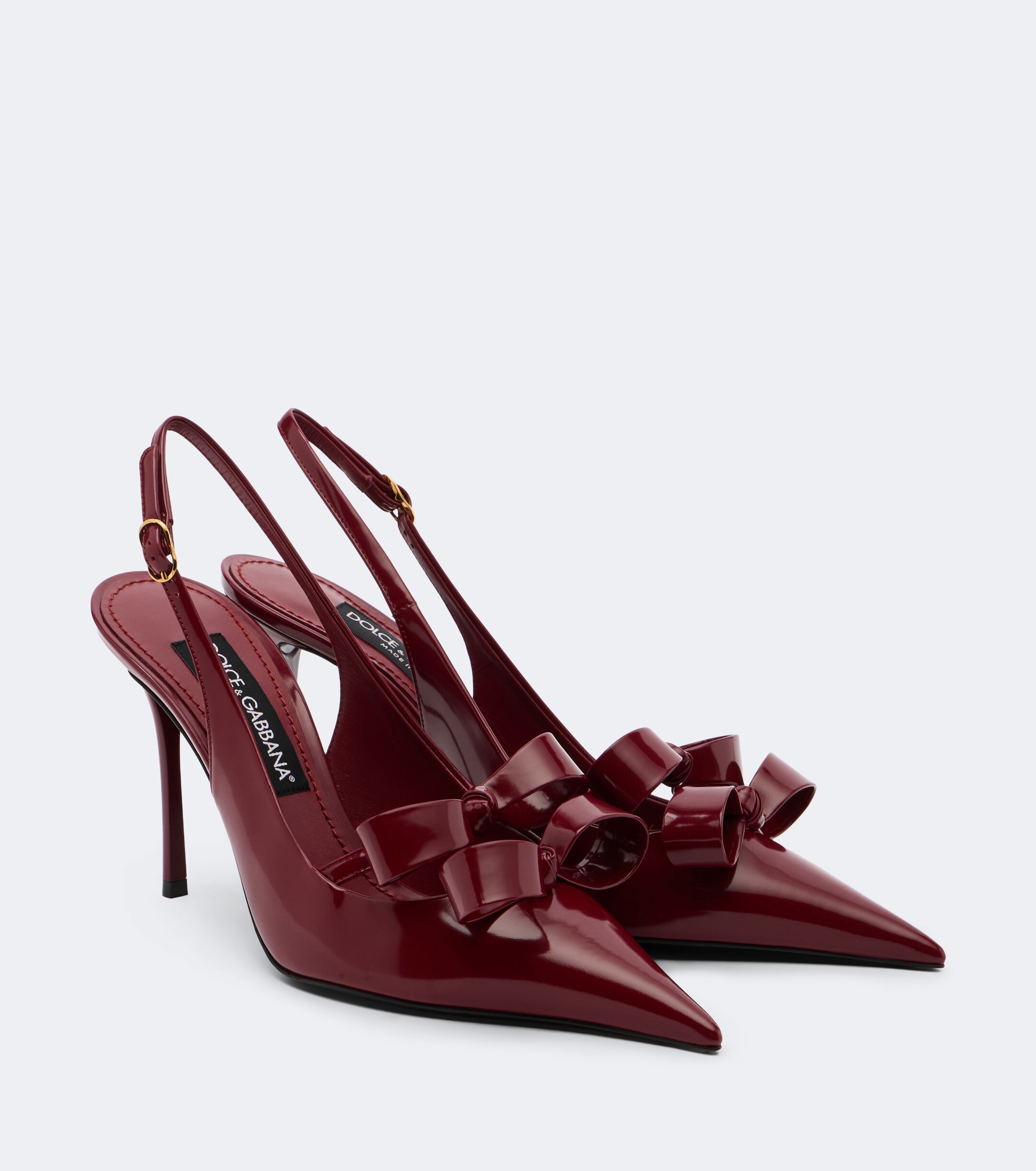 Dolce&Gabbana Dolce & Gabbana Bow-detail patent leather slingback pumps