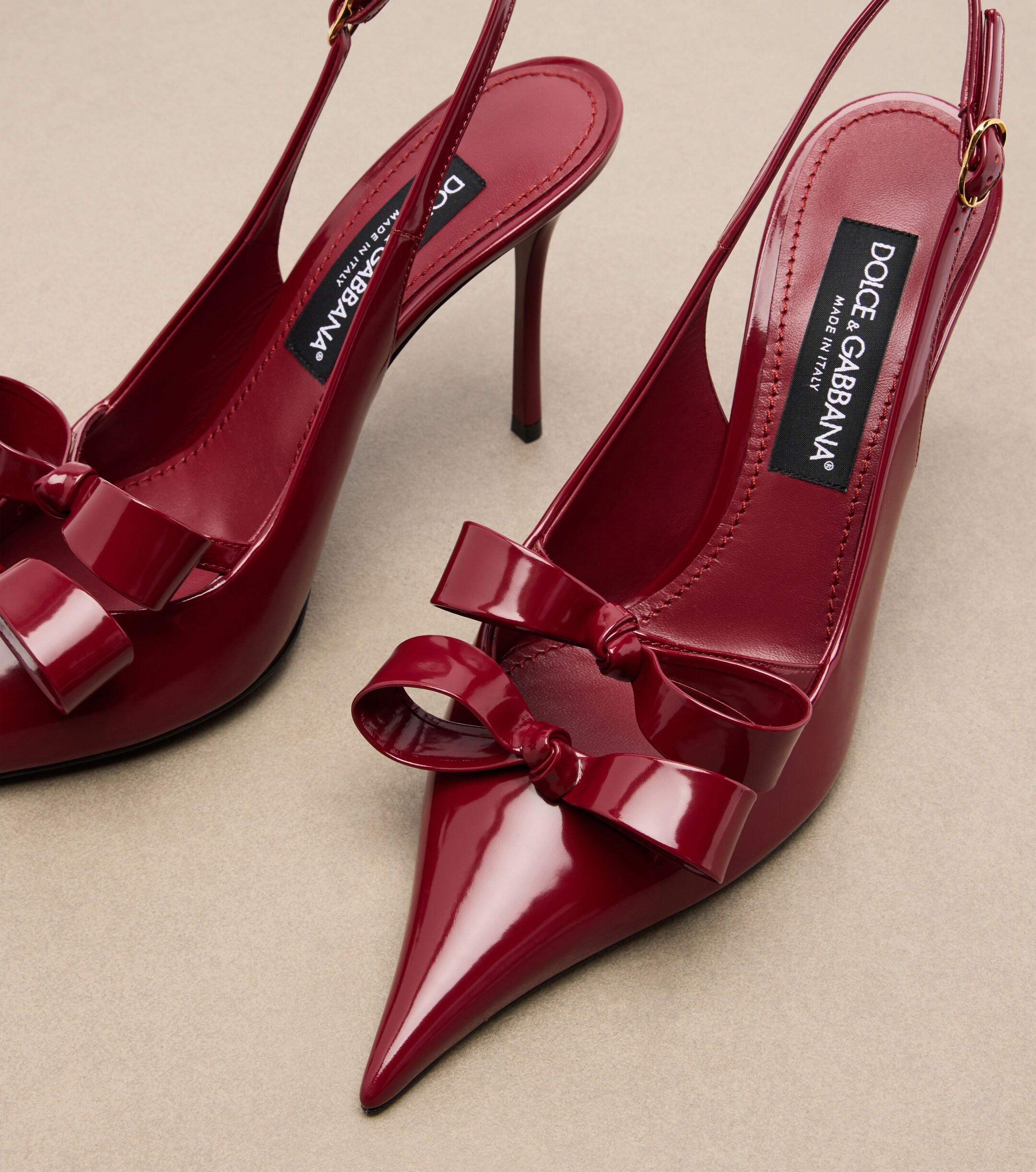 Dolce&Gabbana Dolce & Gabbana Bow-detail patent leather slingback pumps