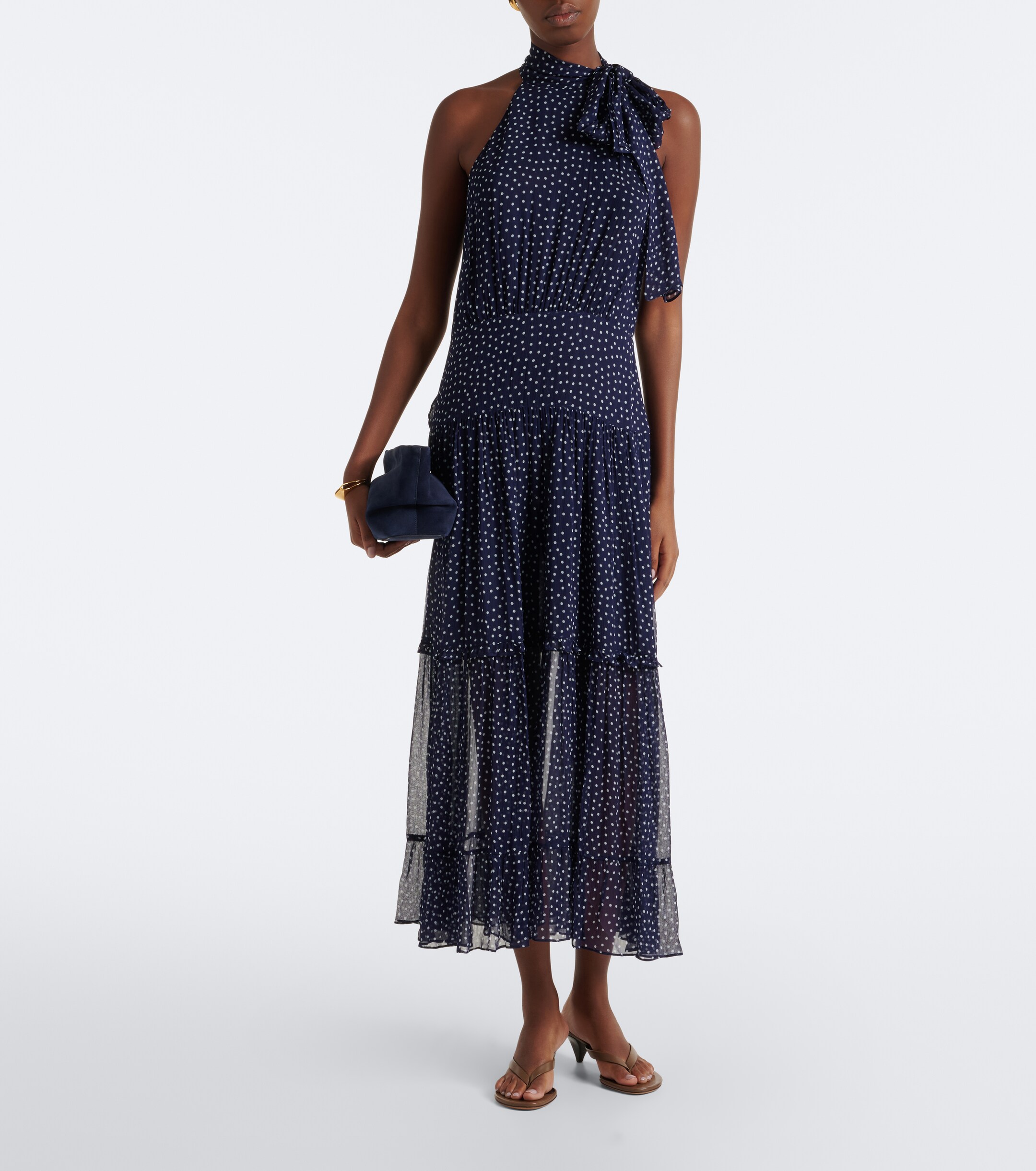 RIXO Rixo Abi polka-dot tie-neck midi dress