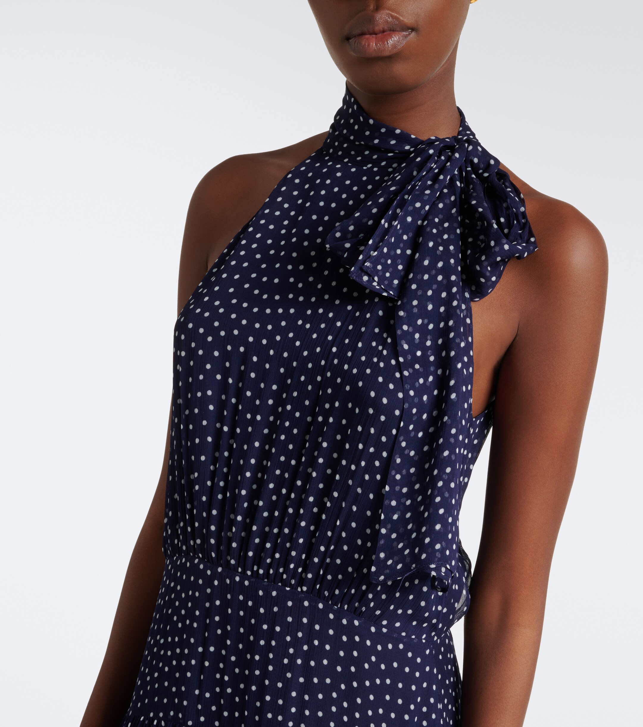 RIXO Rixo Abi polka-dot tie-neck midi dress