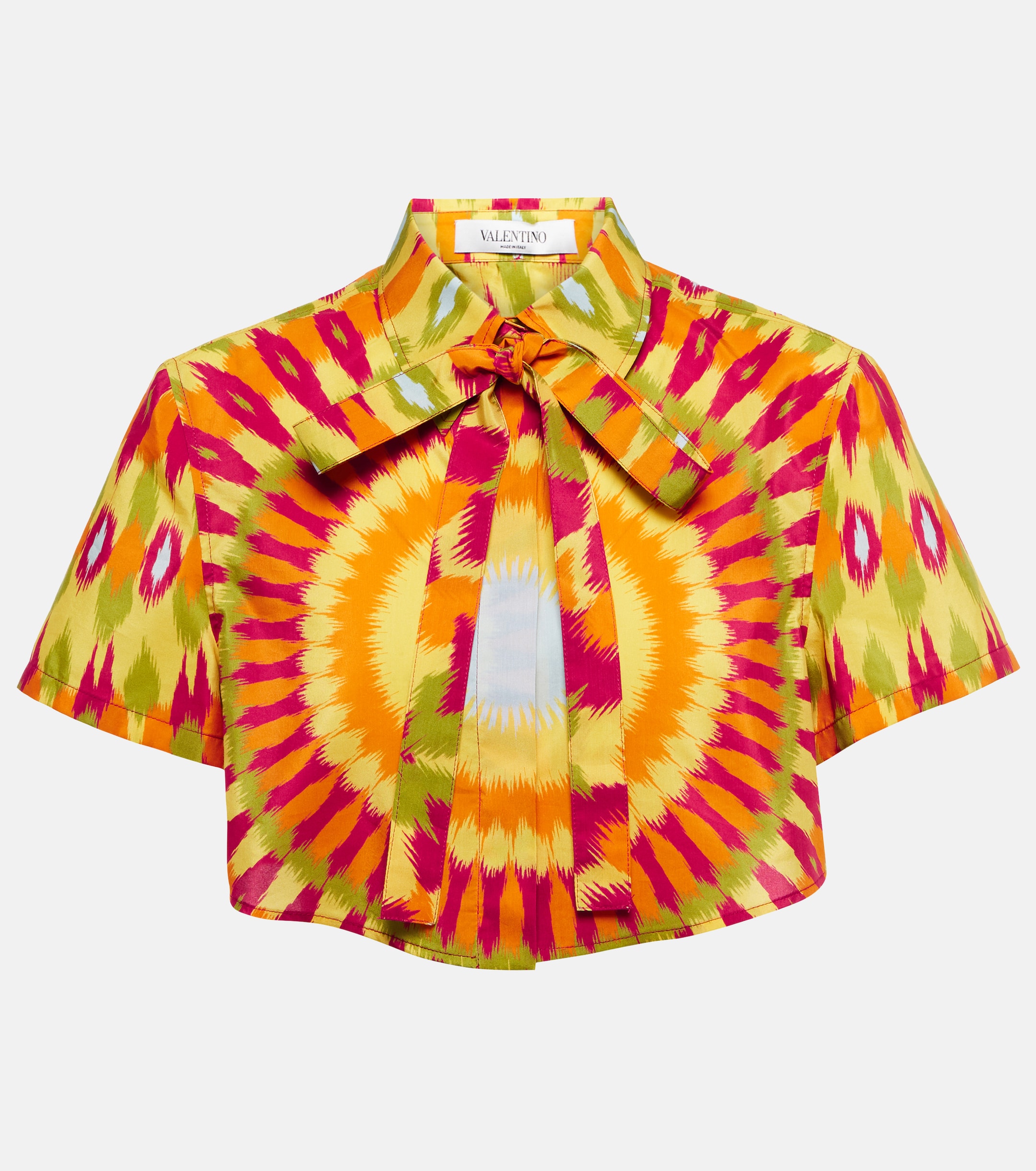 Valentino Printed silk and cotton crop top