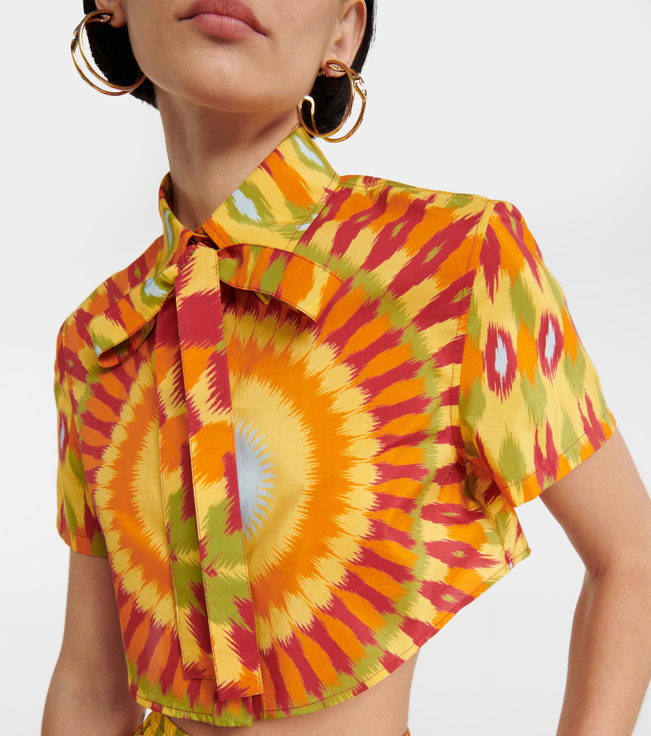 Valentino Printed silk and cotton crop top