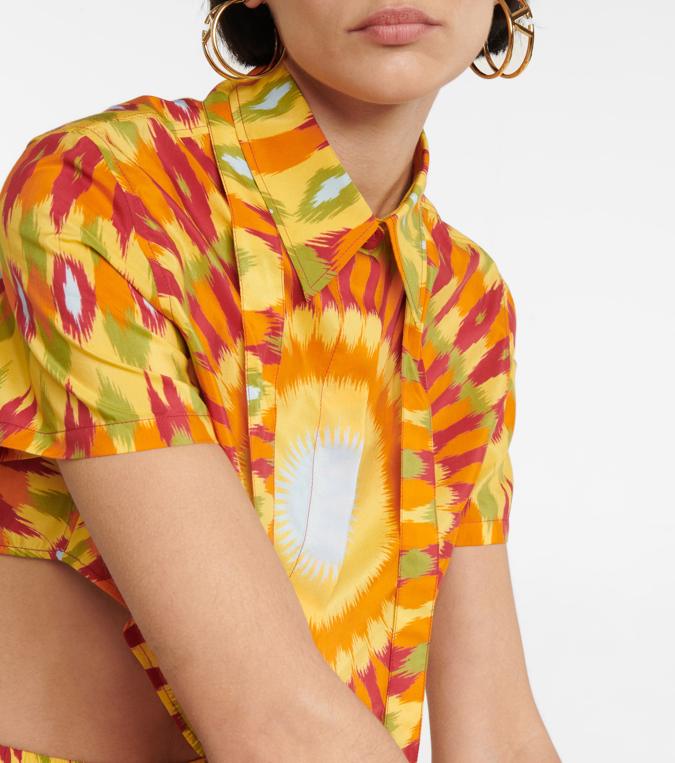 Valentino Printed silk and cotton crop top