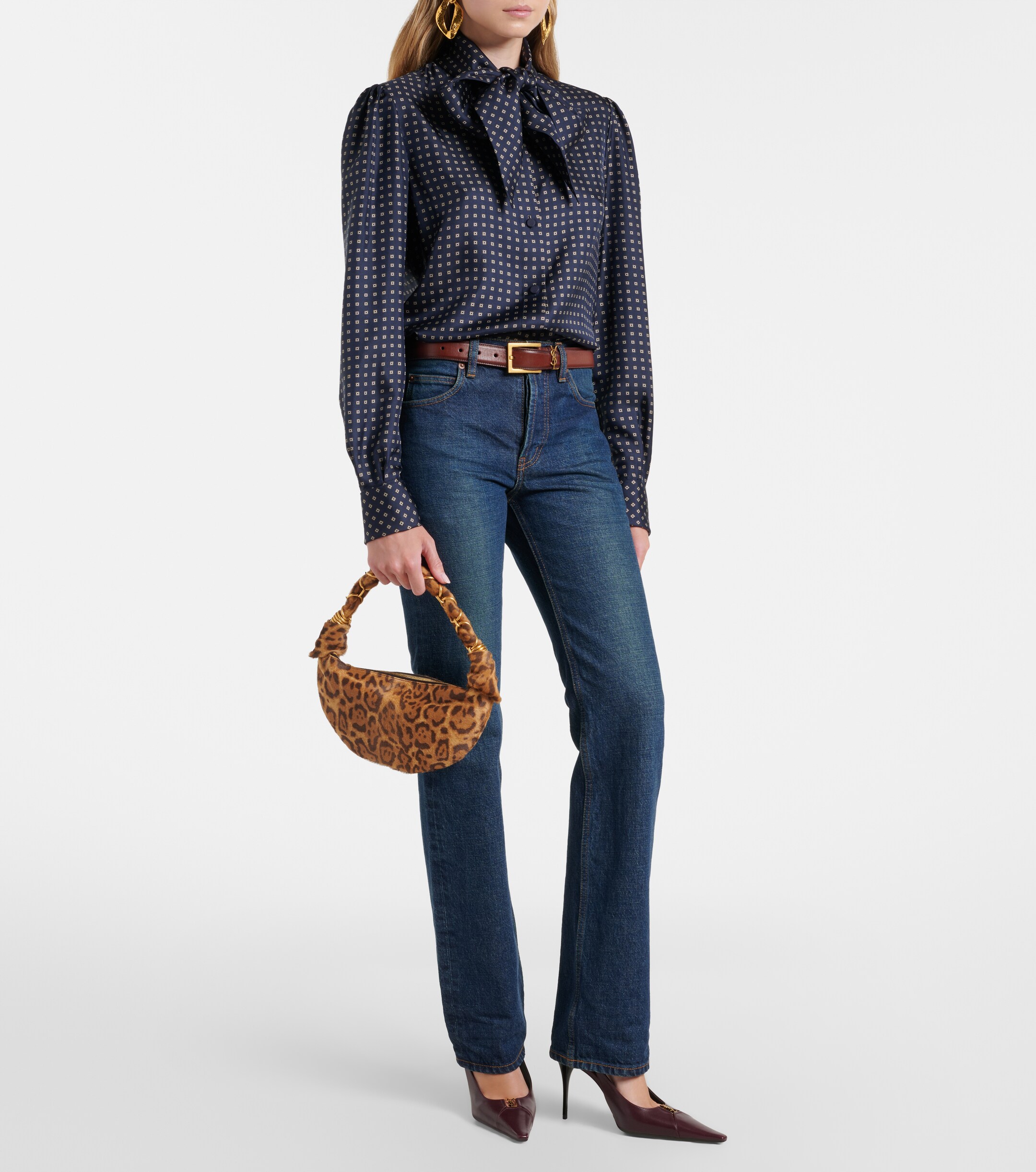 Saint Laurent Amalia Mini calf hair top-handle bag