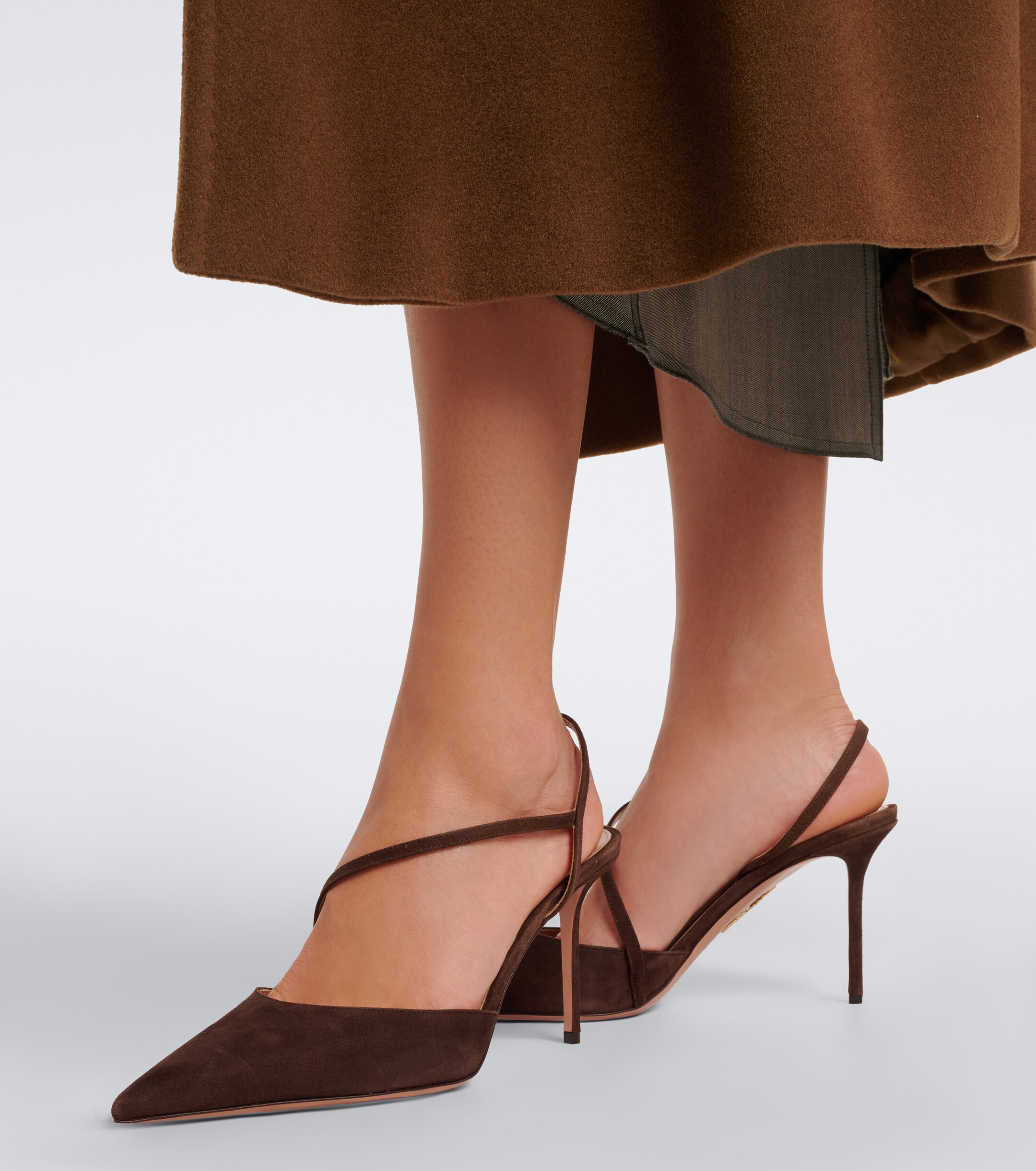 AQUAZZURA Aquazzura Dynasty suede slingback pumps