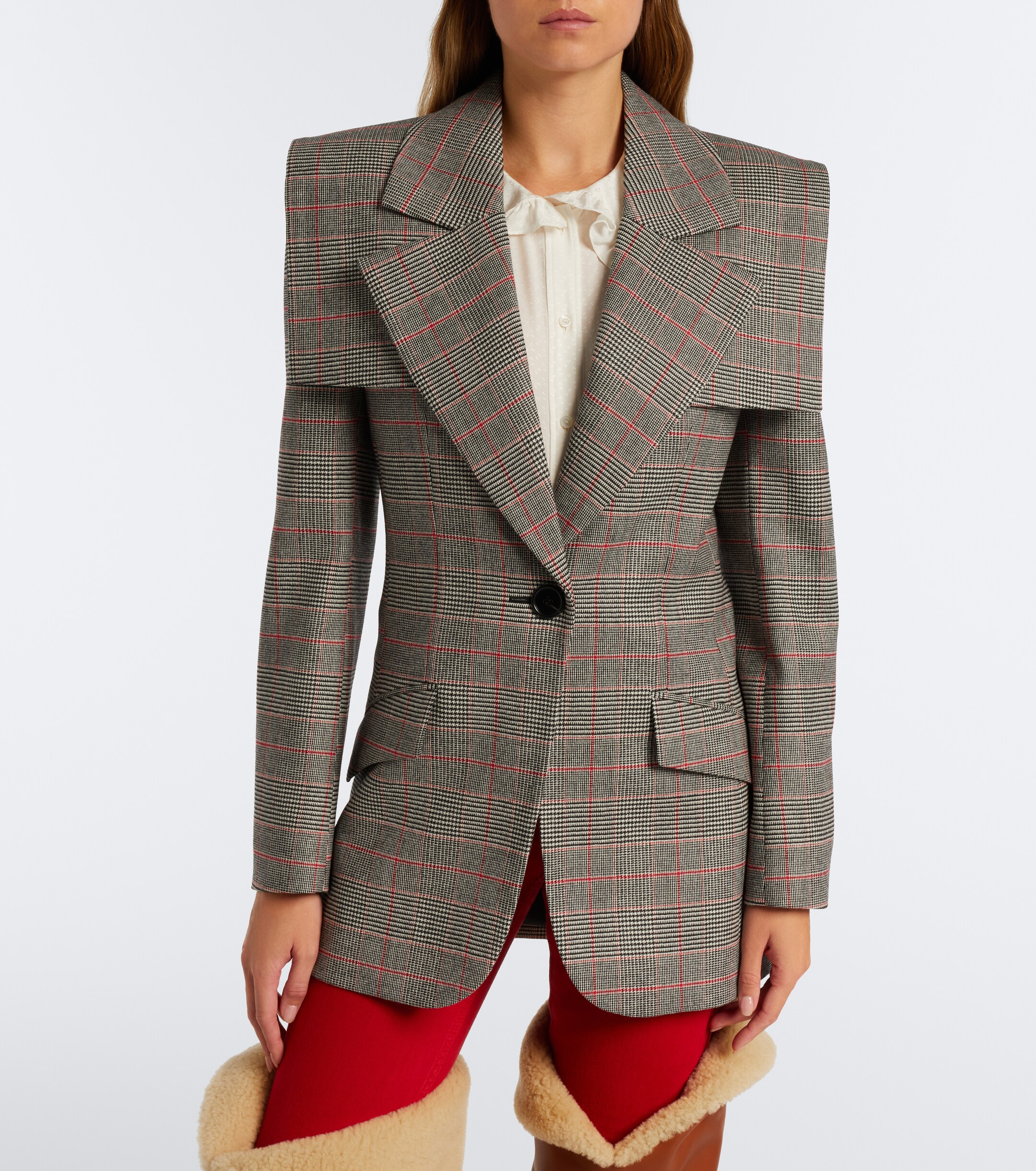 Chloé Chloé Prince of Wales Check wool-blend jacket